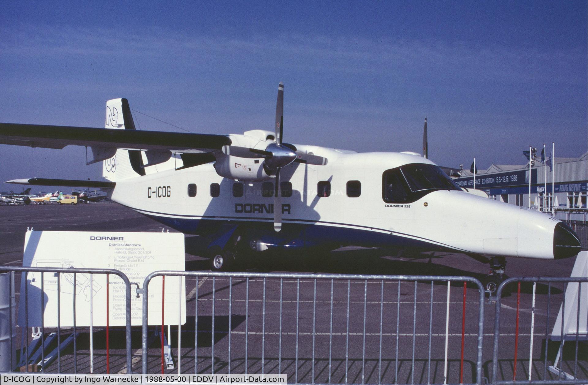 D-ICOG, 1982 Dornier 228-100 C/N 7001, Dornier 228-100 demonstrator at the Internationale Luftfahrtausstellung ILA, Hannover 1988