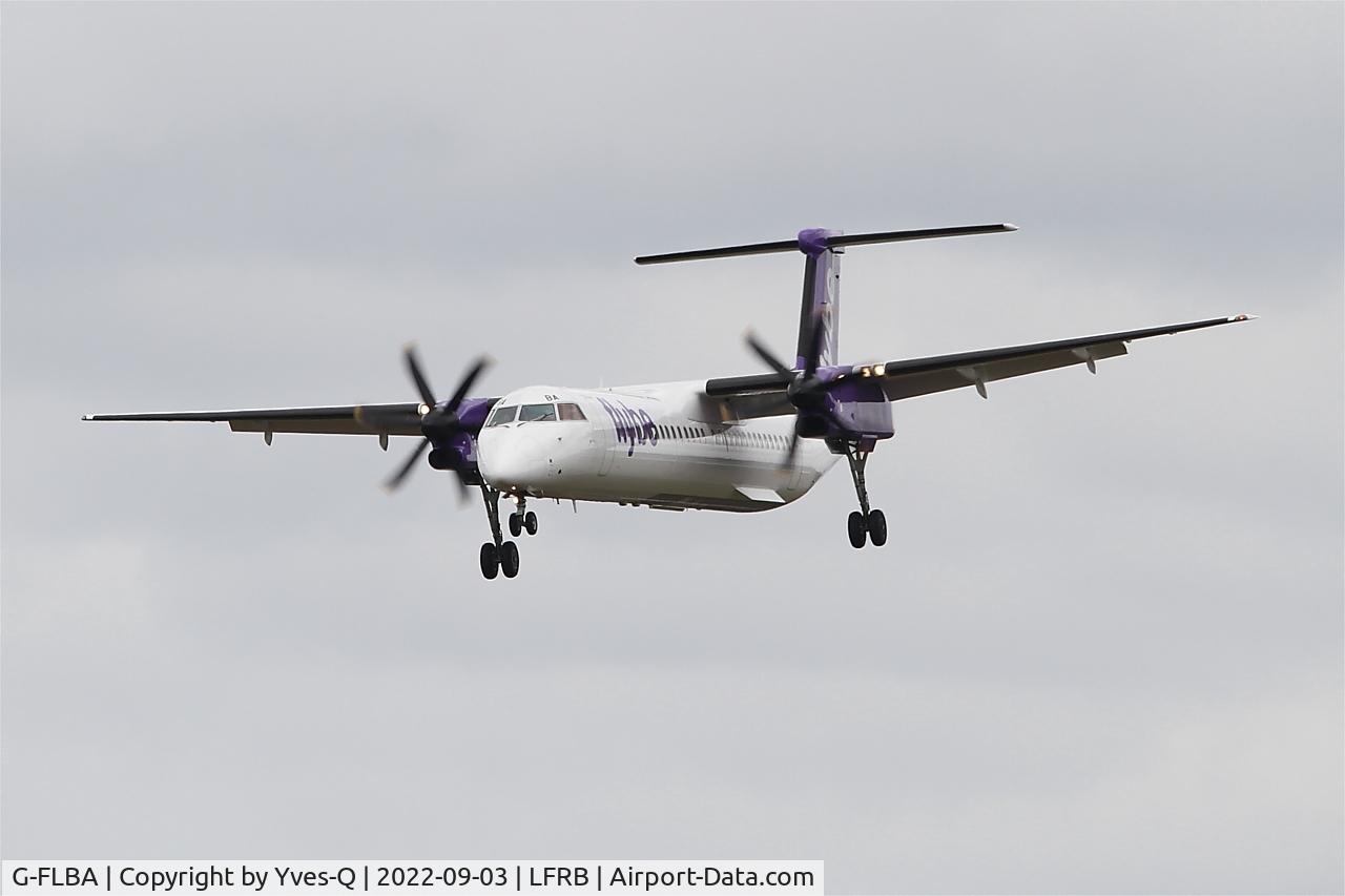 G-FLBA, 2009 De Havilland Canada DHC-8-402Q Dash 8 C/N 4253, De Havilland Canada DHC-8-402Q Dash 8, Short approach rwy 25L, Brest-Bretagne Airport (LFRB-BES)