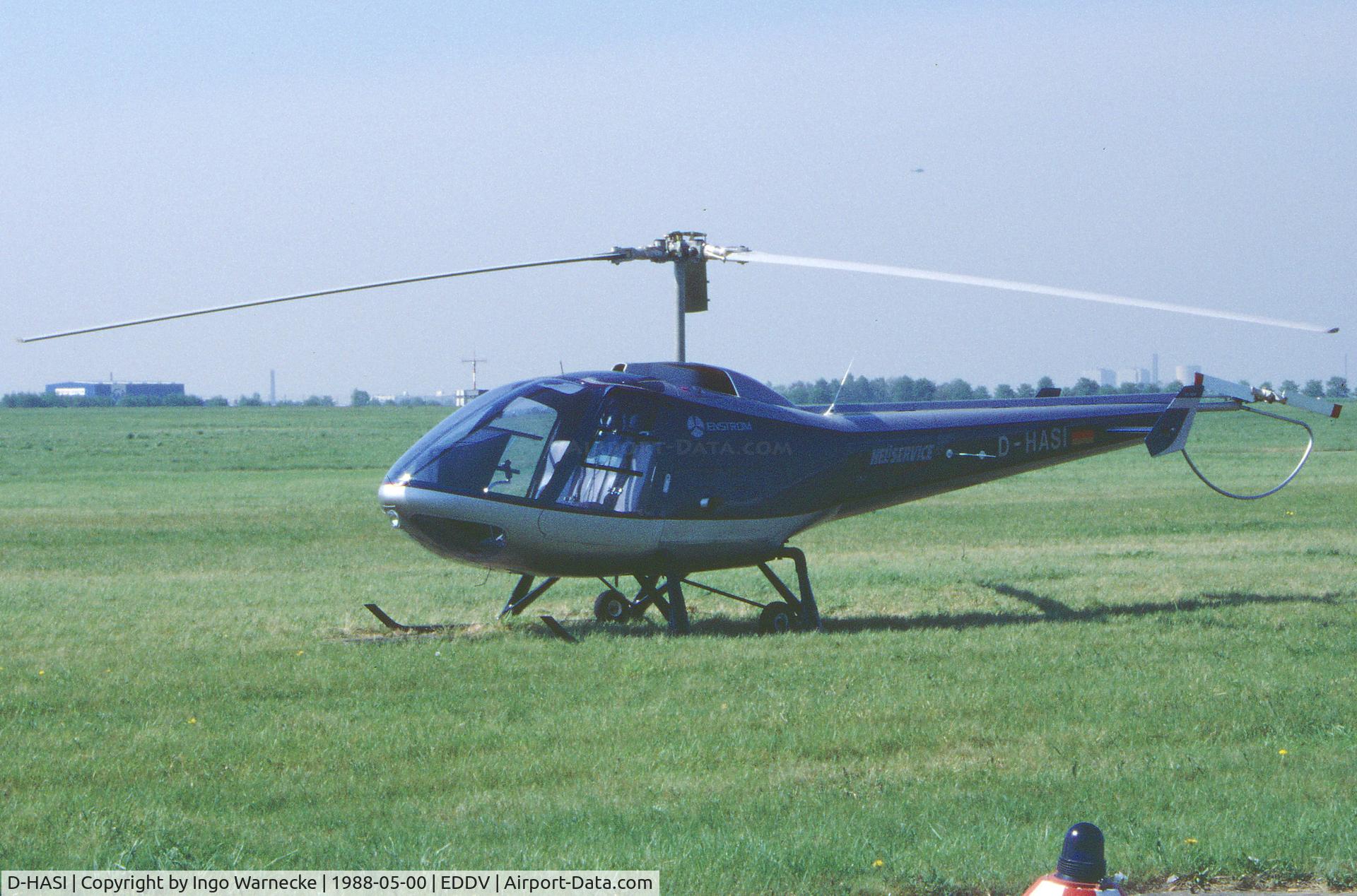 D-HASI, Enstrom 280FX Shark Shark C/N 2018, Enstrom 280FX Shark of Heliservice at the Internationale Luftfahrtausstellung ILA, Hannover 1988