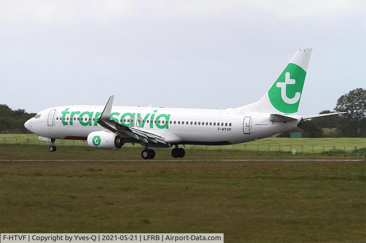 F-HTVF, 2017 Boeing 737-8K2 C/N 62160, Boeing 737-8K2, Landing rwy 25L, Brest-Bretagne Airport (LFRB-BES)
