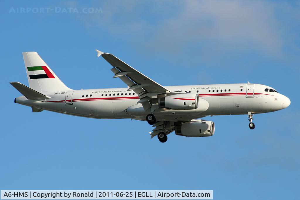 A6-HMS, 2008 Airbus A320-232X C/N 3379, at lhr