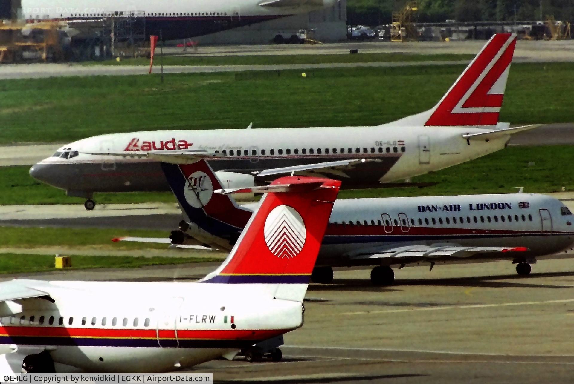 OE-ILG, 1988 Boeing 737-3Z9 C/N 24081, At London Gatwick early 1992.