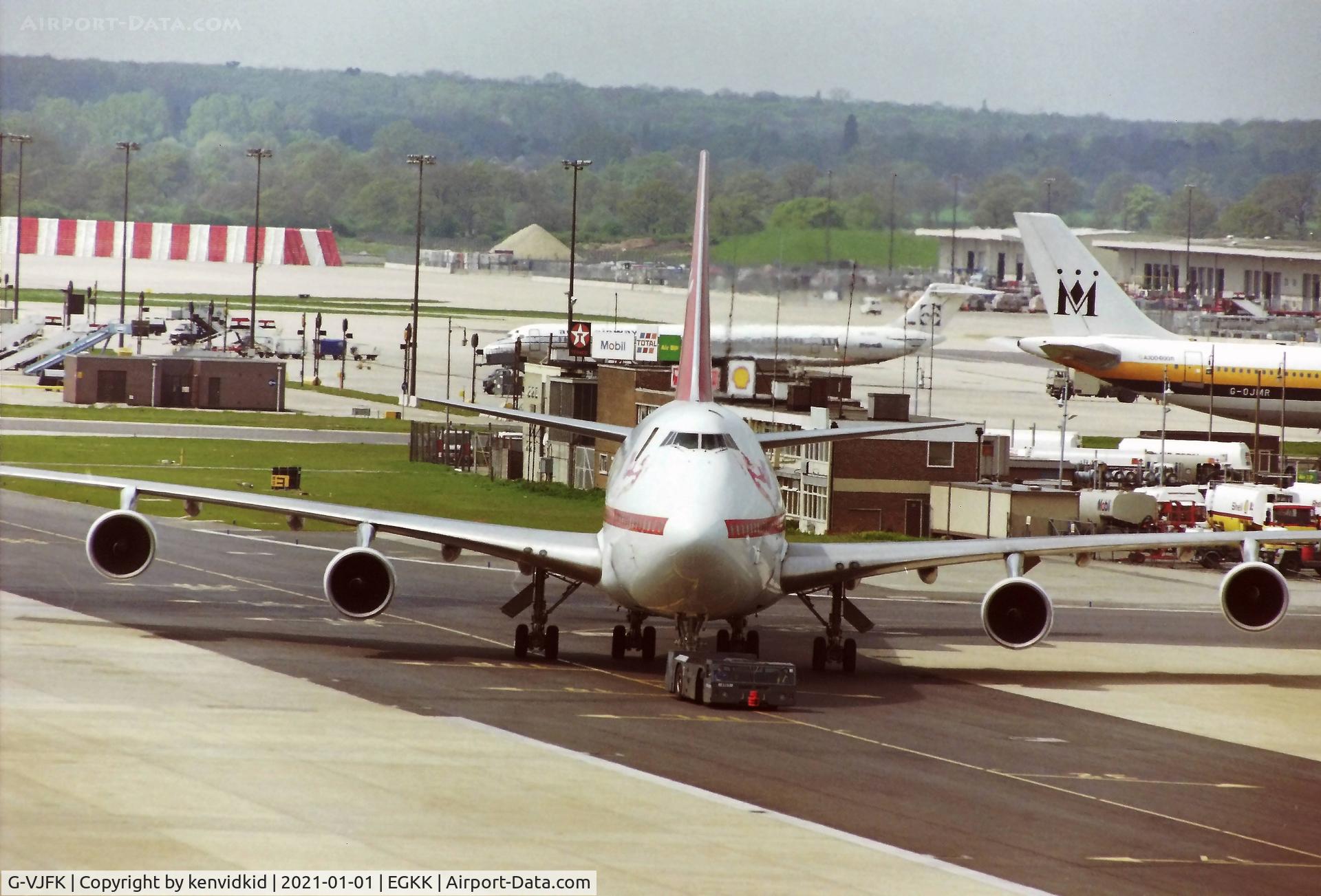 G-VJFK, 1974 Boeing 747-238B C/N 20842, At London Gatwick early 1992.