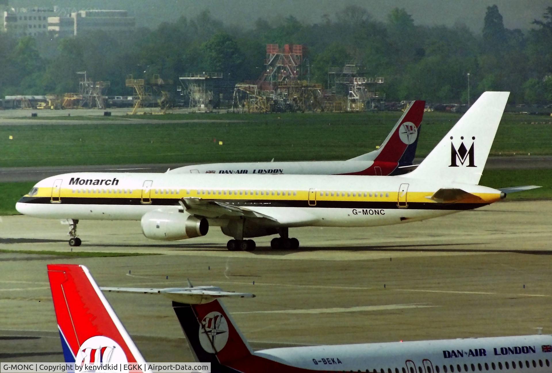 G-MONC, 1983 Boeing 757-2T7 C/N 22781, At London Gatwick early 1992.