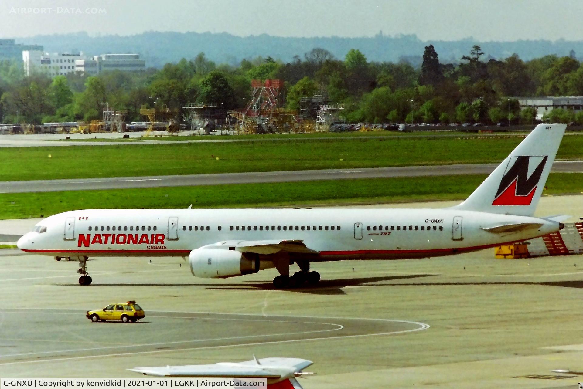 C-GNXU, 1990 Boeing 757-28A C/N 24543, At London Gatwick early 1992.