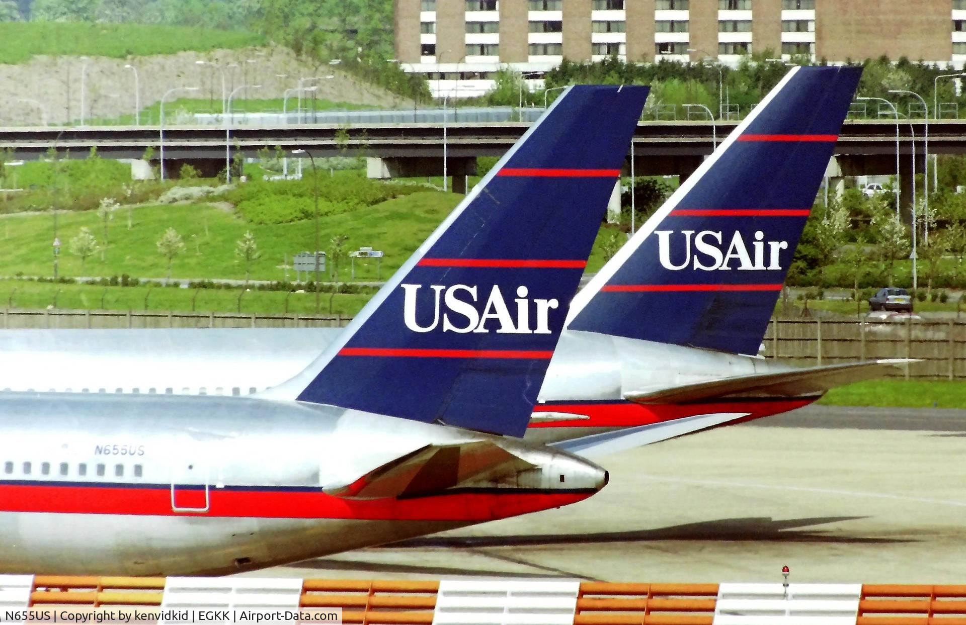 N655US, 1991 Boeing 767-2B7 C/N 25257, At London Gatwick early 1992.