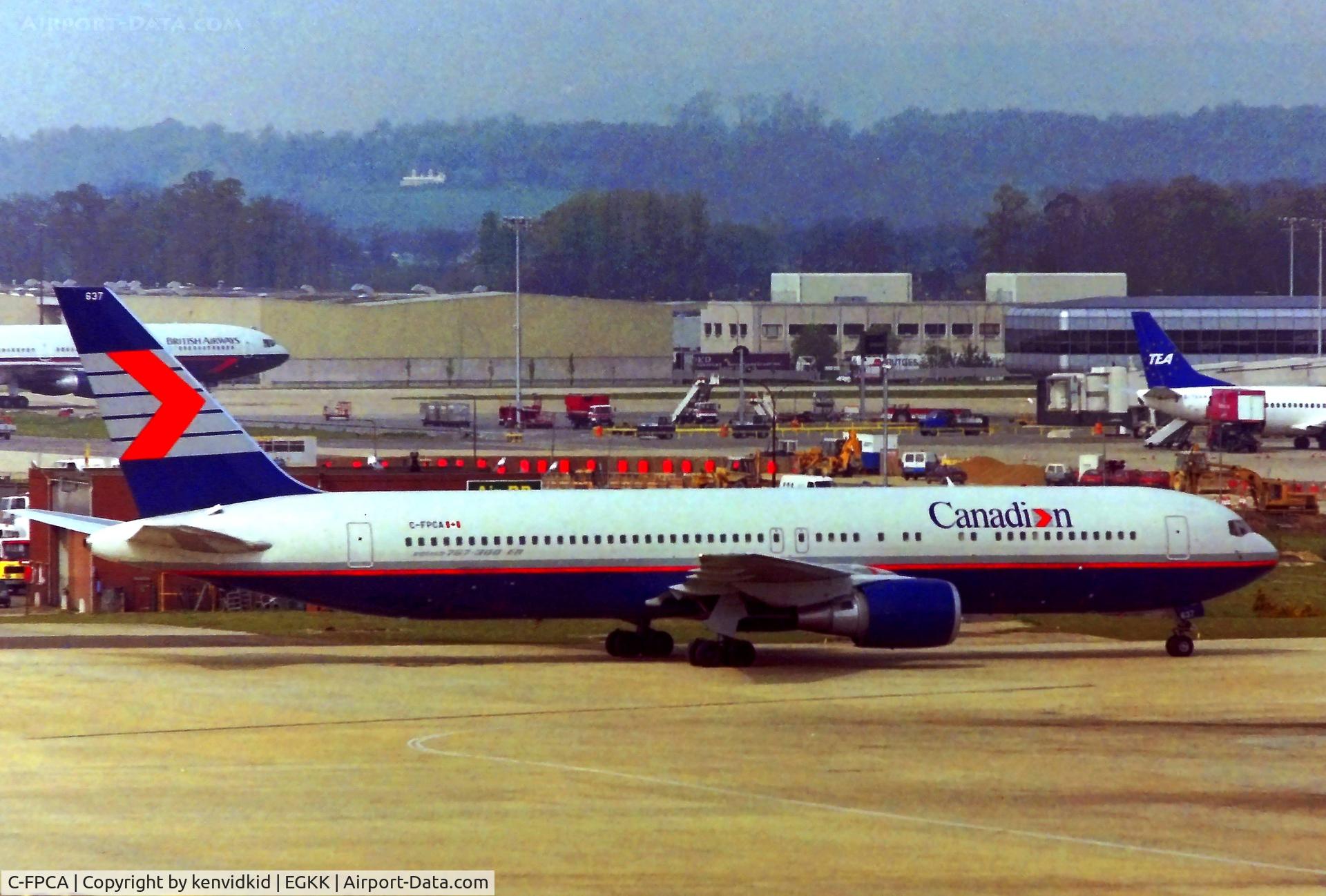 C-FPCA, 1989 Boeing 767-375 C/N 24306, At London Gatwick early 1992.