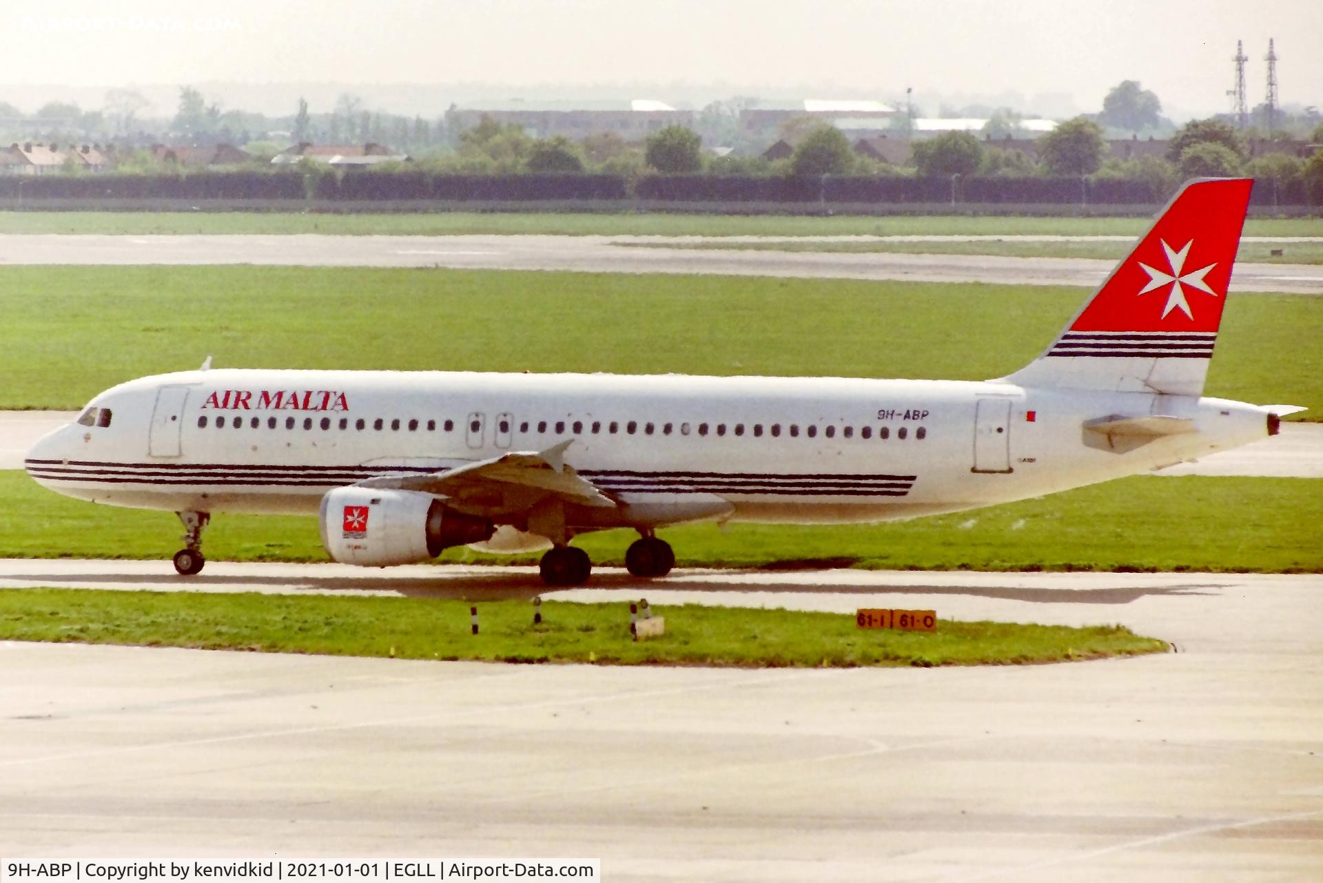 9H-ABP, 1990 Airbus A320-211 C/N 112, At London Heathrow early 1990''s