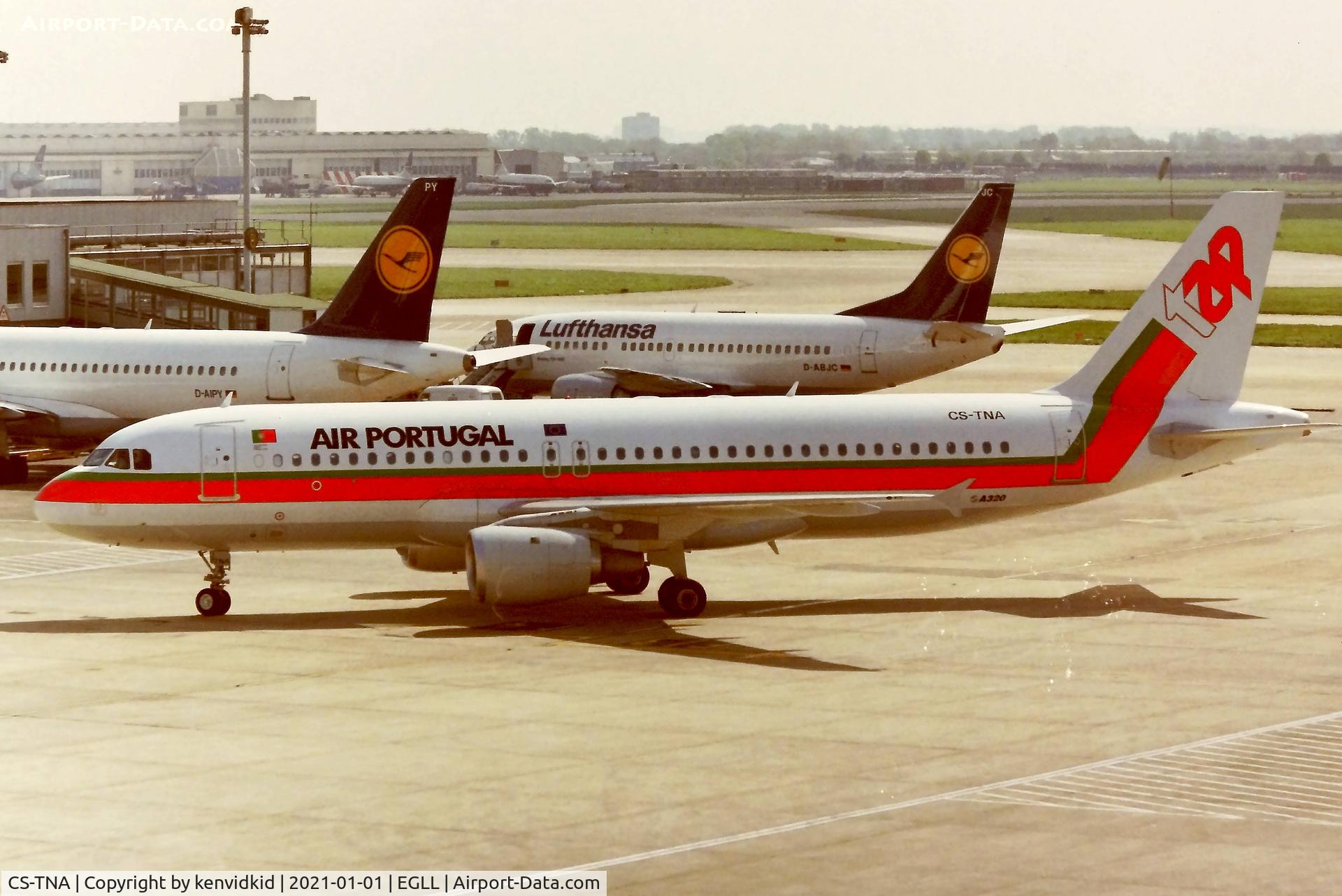 CS-TNA, 1991 Airbus A320-211 C/N 185, At London Heathrow early 1990''s