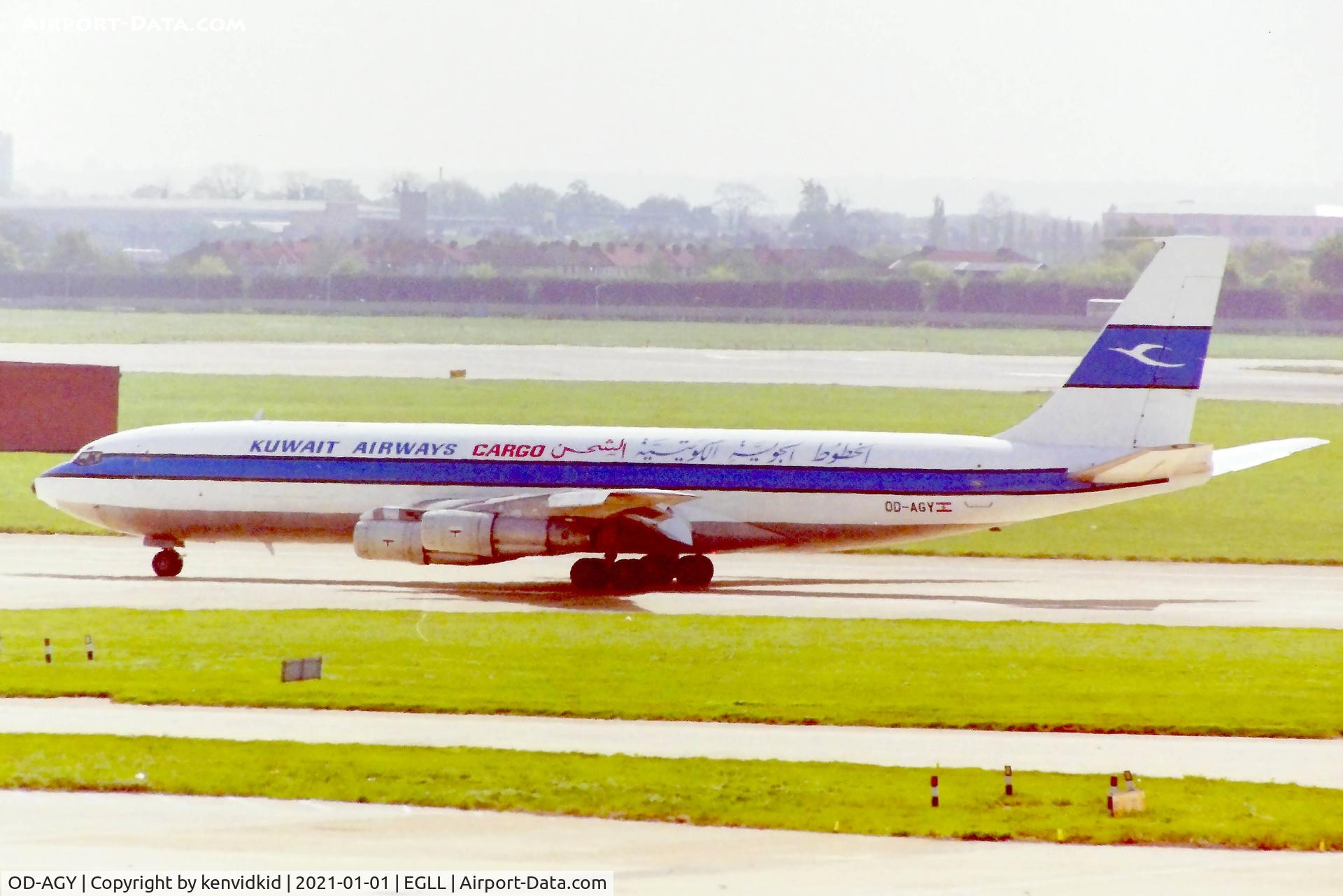 OD-AGY, Boeing 707-327C C/N 19105, At London Heathrow early 1990''s
