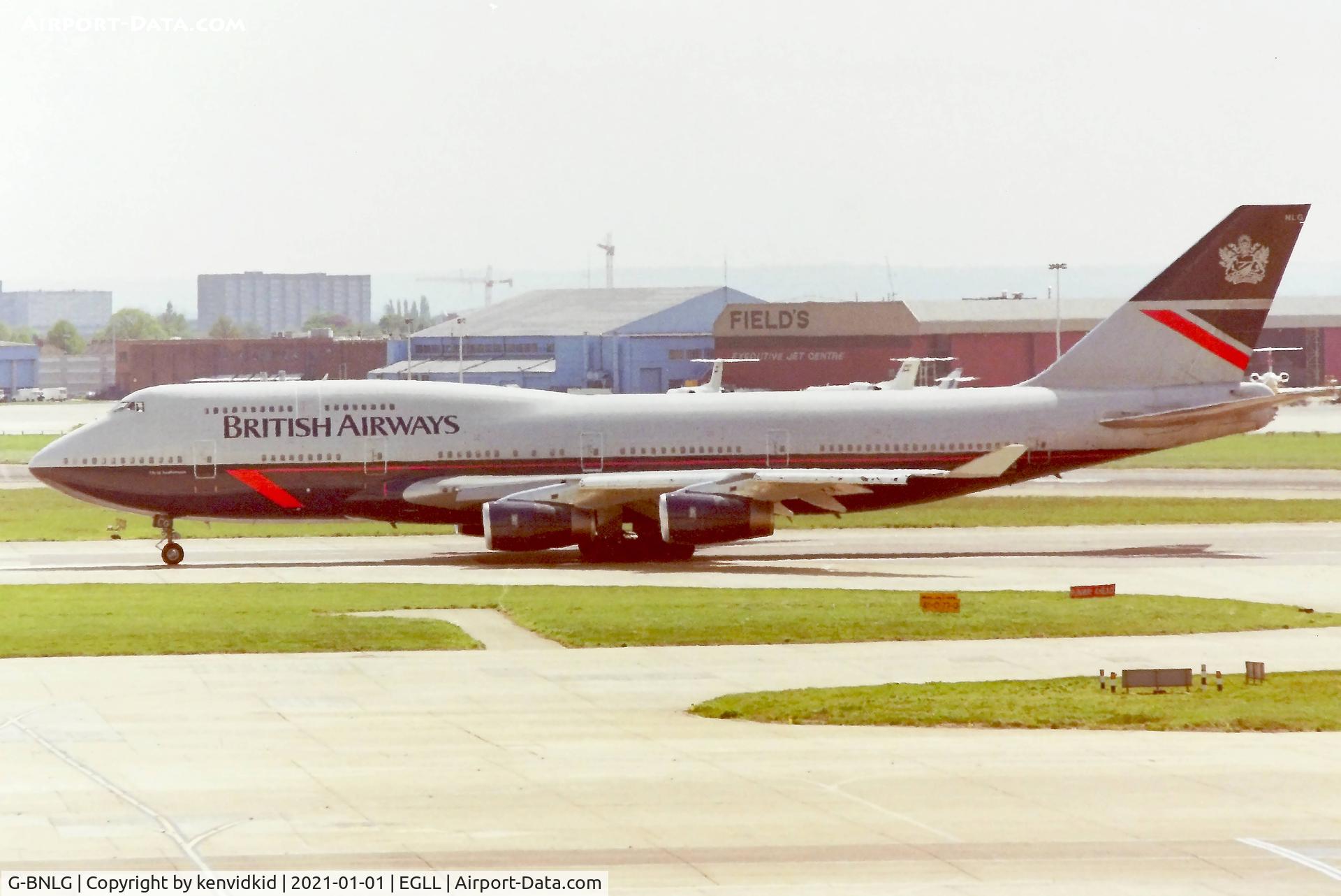 G-BNLG, 1989 Boeing 747-436 C/N 24049, At London Heathrow early 1990''s