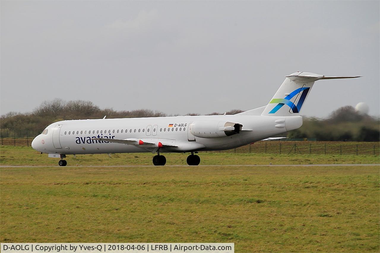 D-AOLG, 1993 Fokker 100 (F-28-0100) C/N 11452, Fokker 100, Take off run rwy 25L, Brest-Bretagne airport (LFRB-BES)