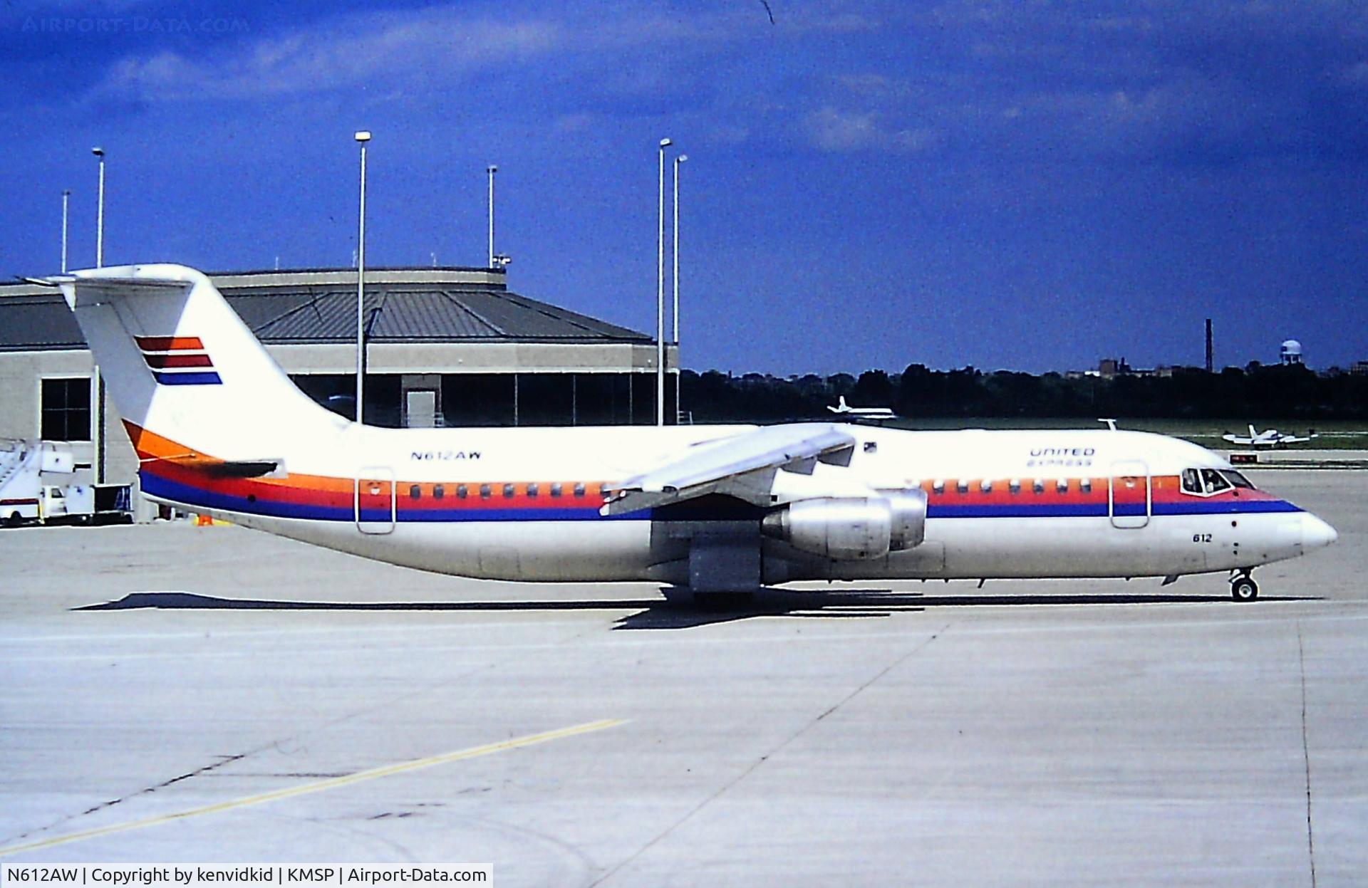 N612AW, 1988 British Aerospace BAe.146-300A C/N E3122, At Minneapolis St Paul (MSP) 1993.