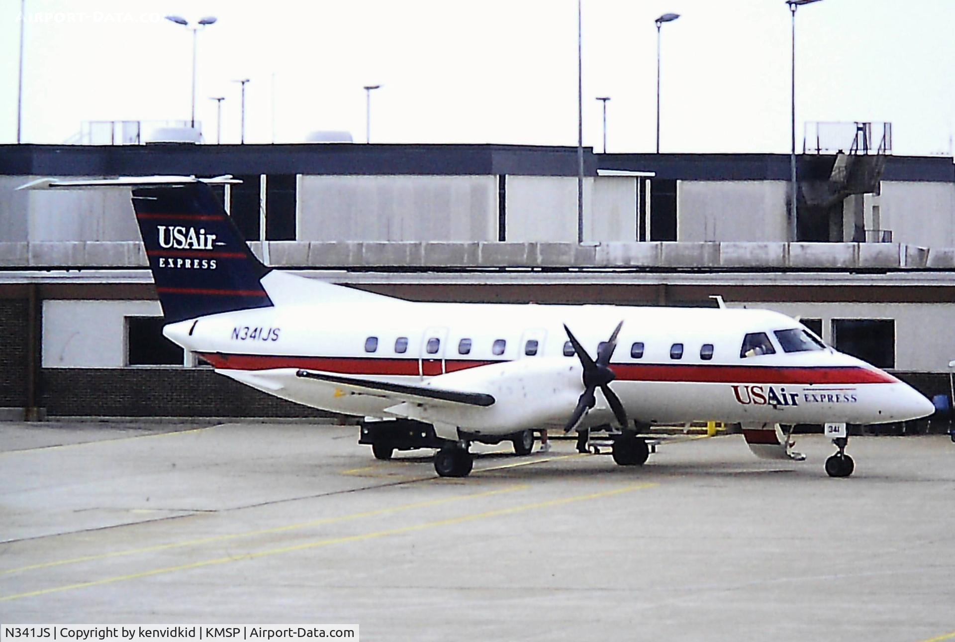 N341JS, 1990 Embraer EMB-120RT Brasilia C/N 120178, At Minneapolis St Paul (MSP) 1993.
