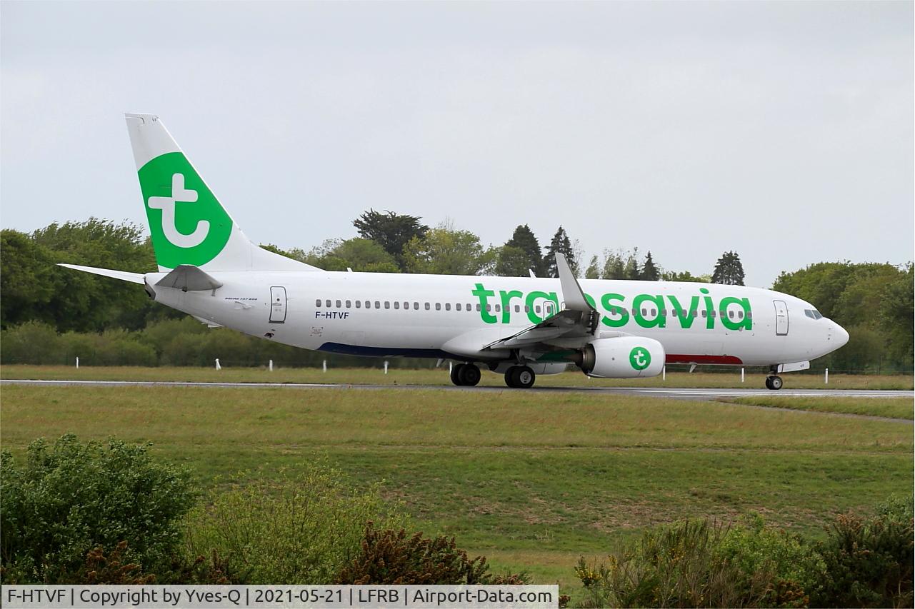 F-HTVF, 2017 Boeing 737-8K2 C/N 62160, Boeing 737-8K2, Taxiing rwy 25L, Brest-Bretagne Airport (LFRB-BES)