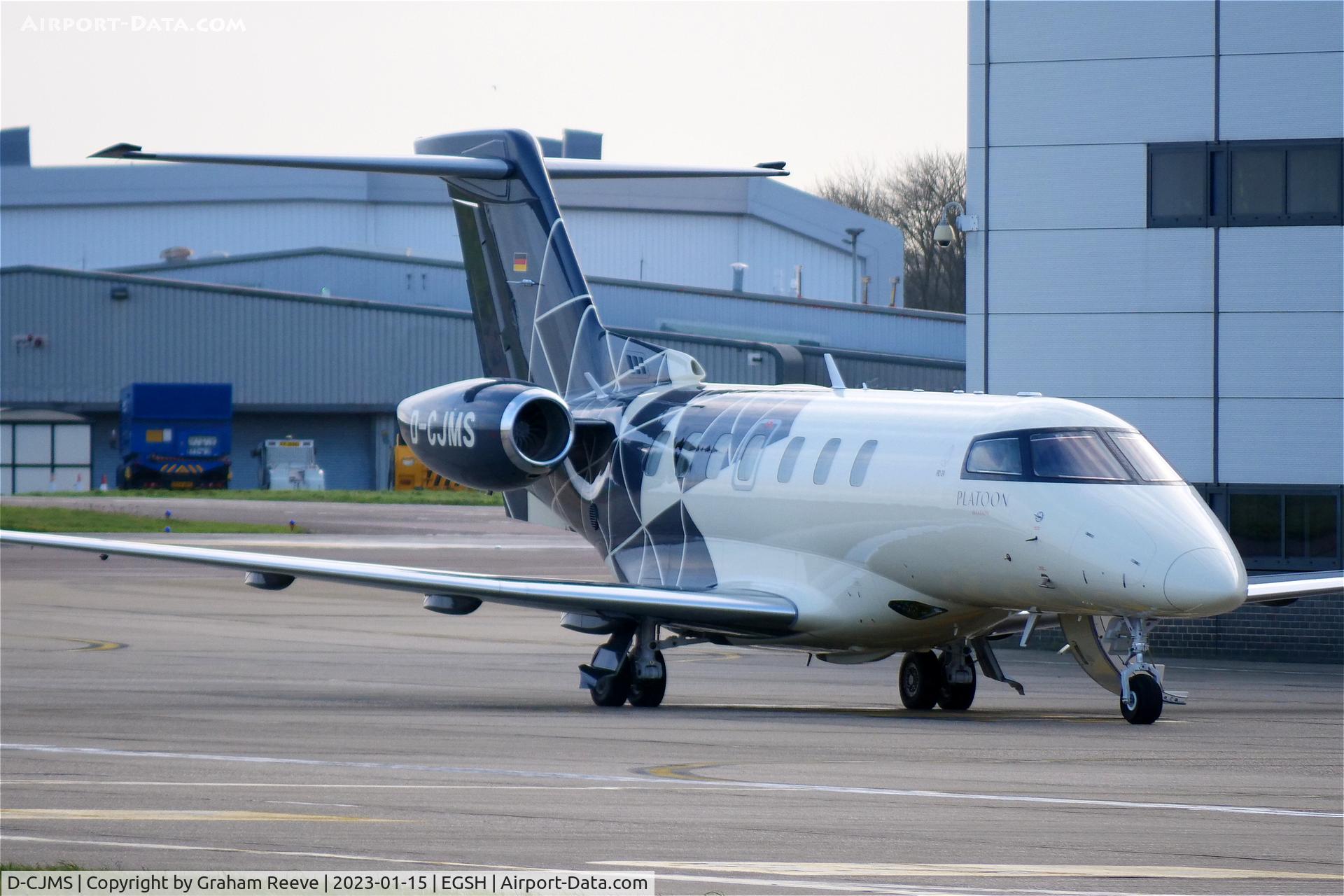 D-CJMS, 2021 Pilatus PC-24 C/N 261, Just landed at Norwich.