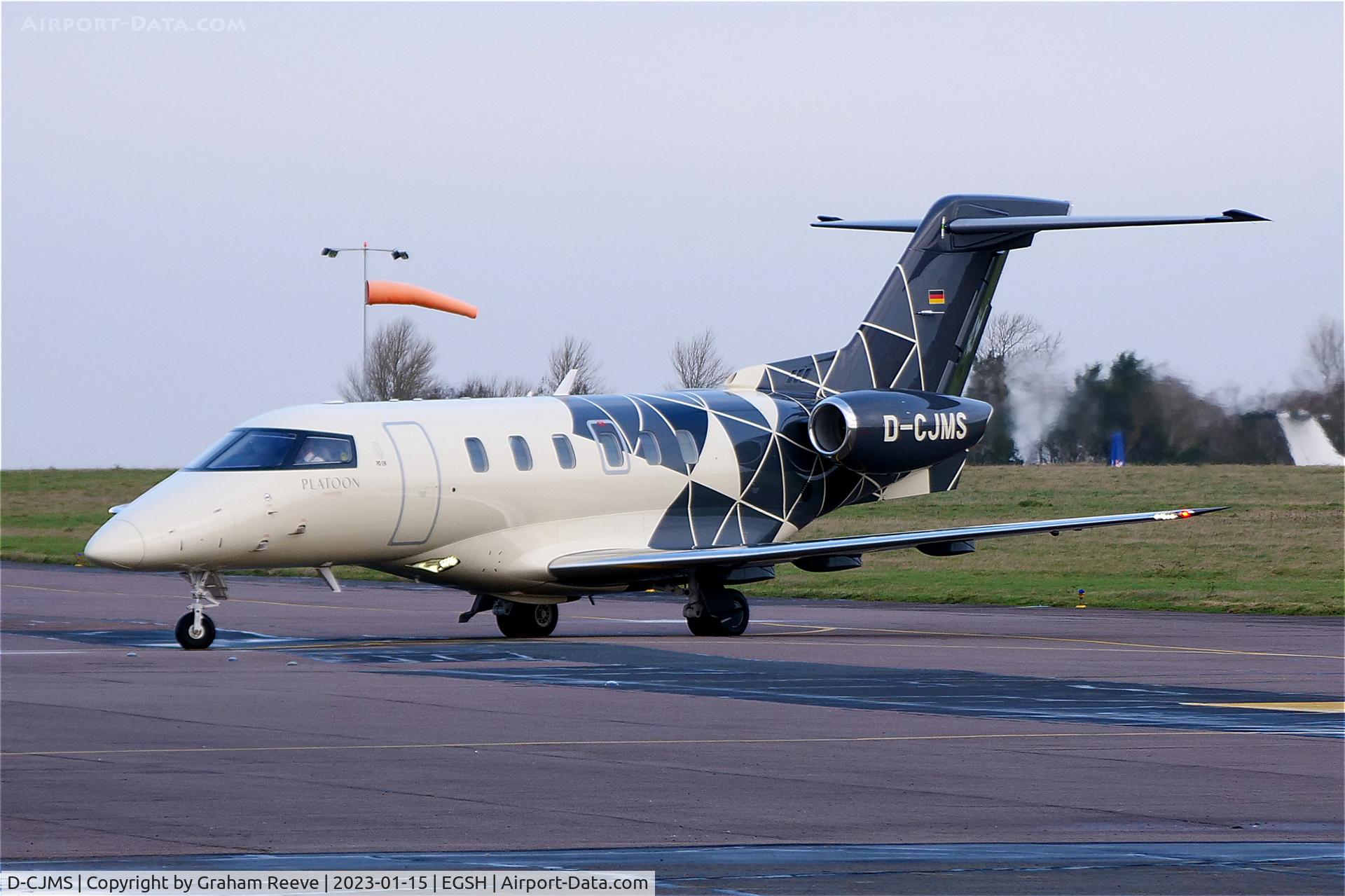 D-CJMS, 2021 Pilatus PC-24 C/N 261, Just landed at Norwich.