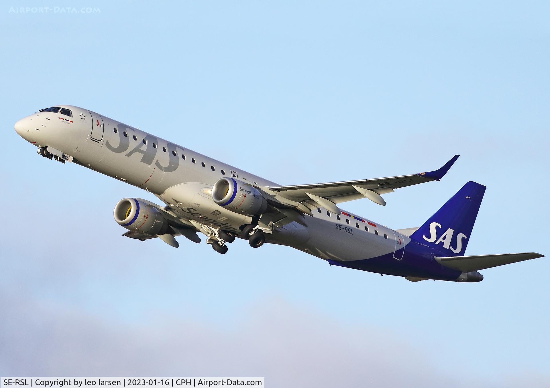 SE-RSL, 2007 Embraer 195LR (ERJ-190-200LR) C/N 1900128, Copenhagen 16.1.2023