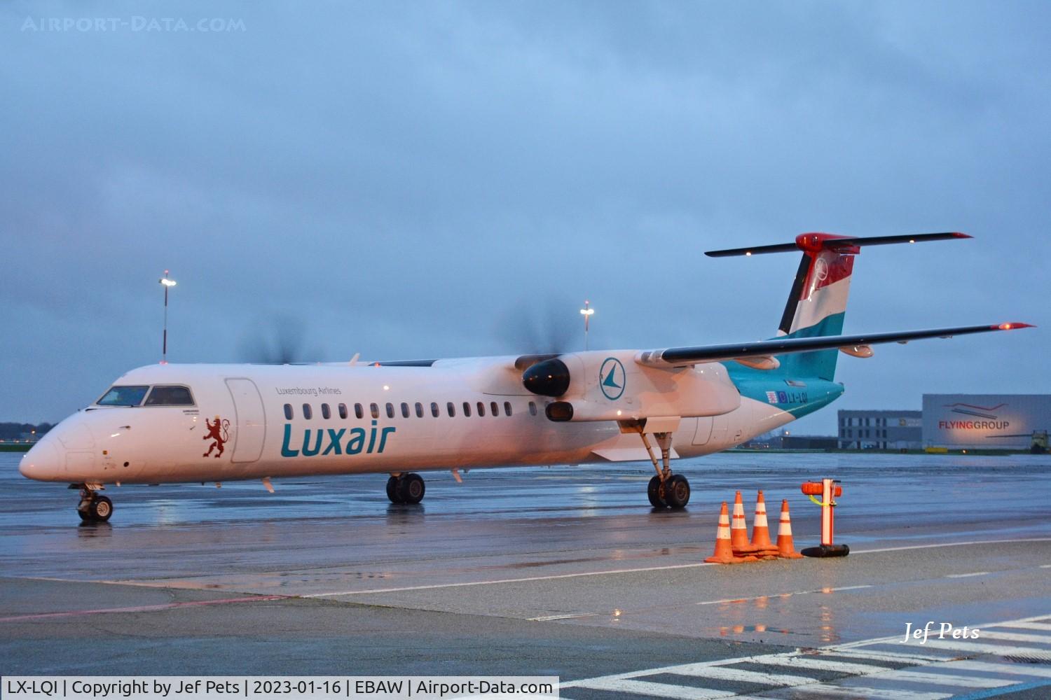 LX-LQI, 2016 Bombardier DHC-8-402Q Dash 8 Dash 8 C/N 4534, Today january 16,  first arrival of Luxair flight LGL4681 from London City LCY to Antwerp Airport. From now on scheduled flights are possible between these two cities.
