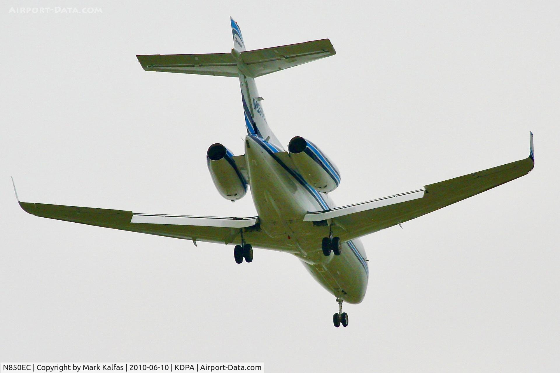 N850EC, 2006 Raytheon Hawker 850XP C/N 258789, Emerson Electric  Raytheon Hawker 850XP, N850EC on approach 2L DPA.