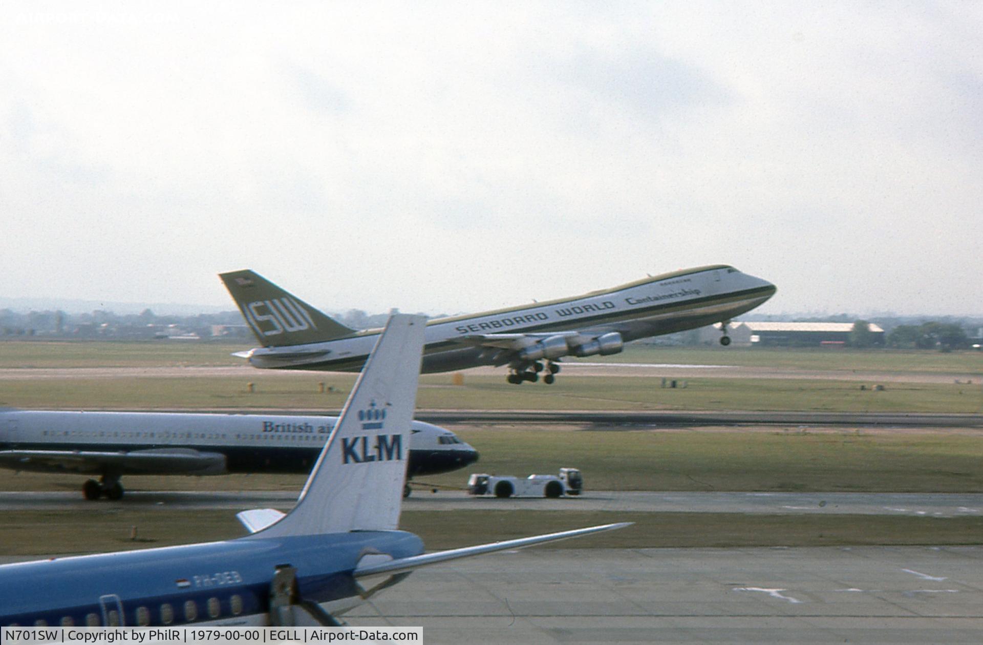 N701SW, Boeing 747-245F/SCD C/N 20826, N701SW 1974 B747-200F Seaboard World LHR