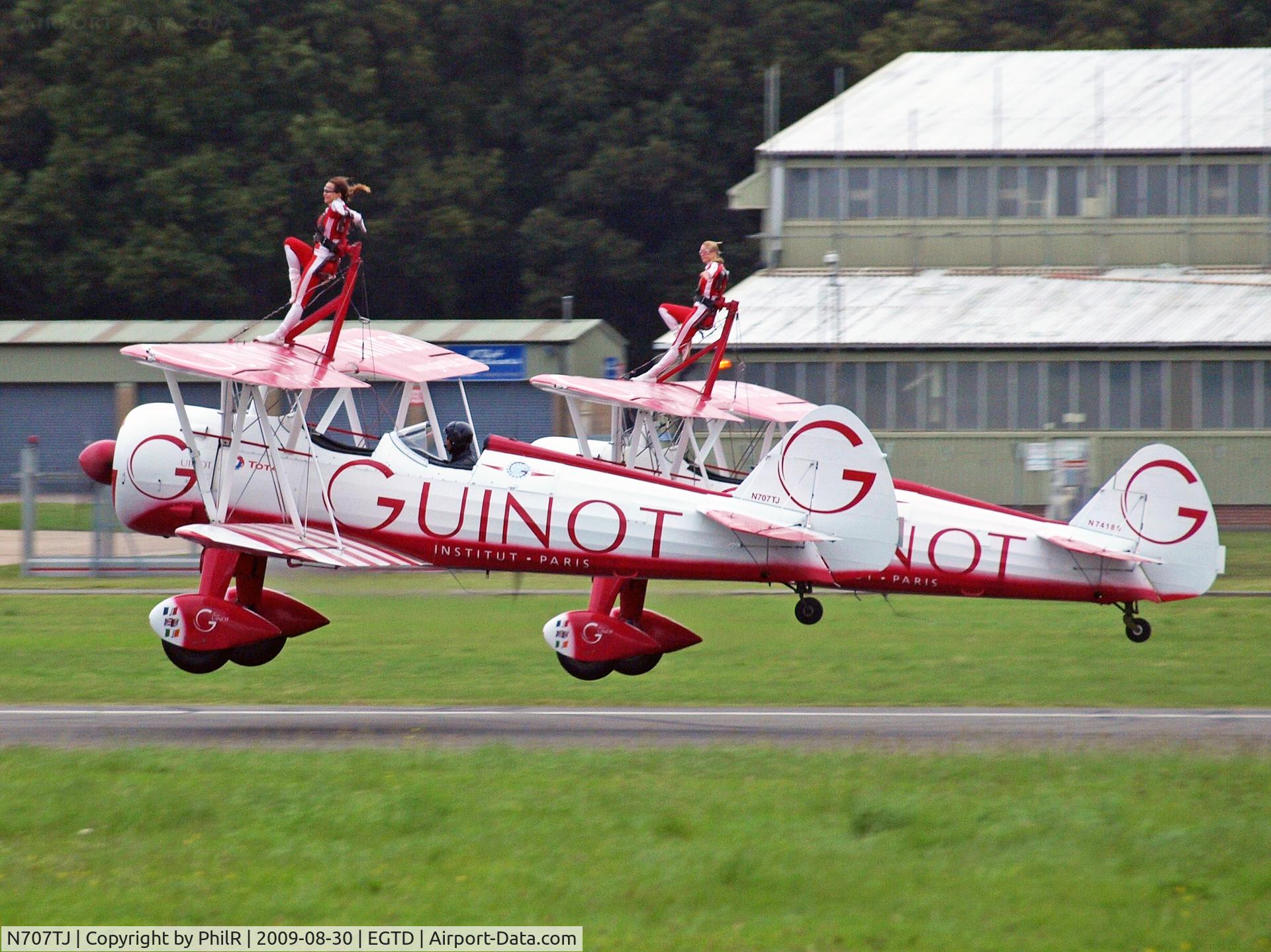N707TJ, 1943 Boeing A75N1(PT17) C/N 75-950, N707TJ 1943 and N74189 1941 Boeing PT-17 Kaydet Team Guinot Wing Walkers Dunsfold