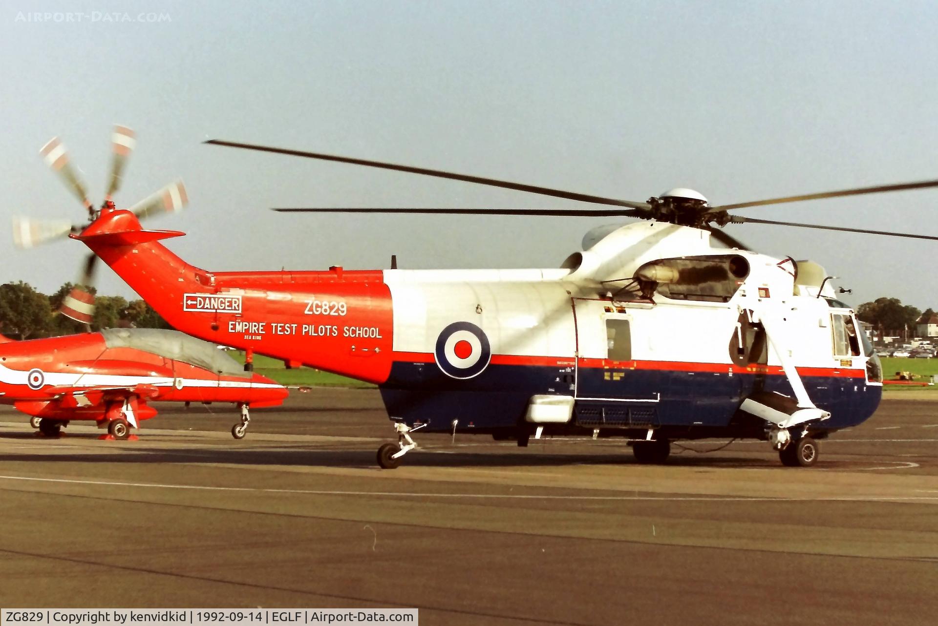 ZG829, 1989 Westland Sea King Mk.4X C/N WA829, On A Shed pan during the 1992 Air Show.