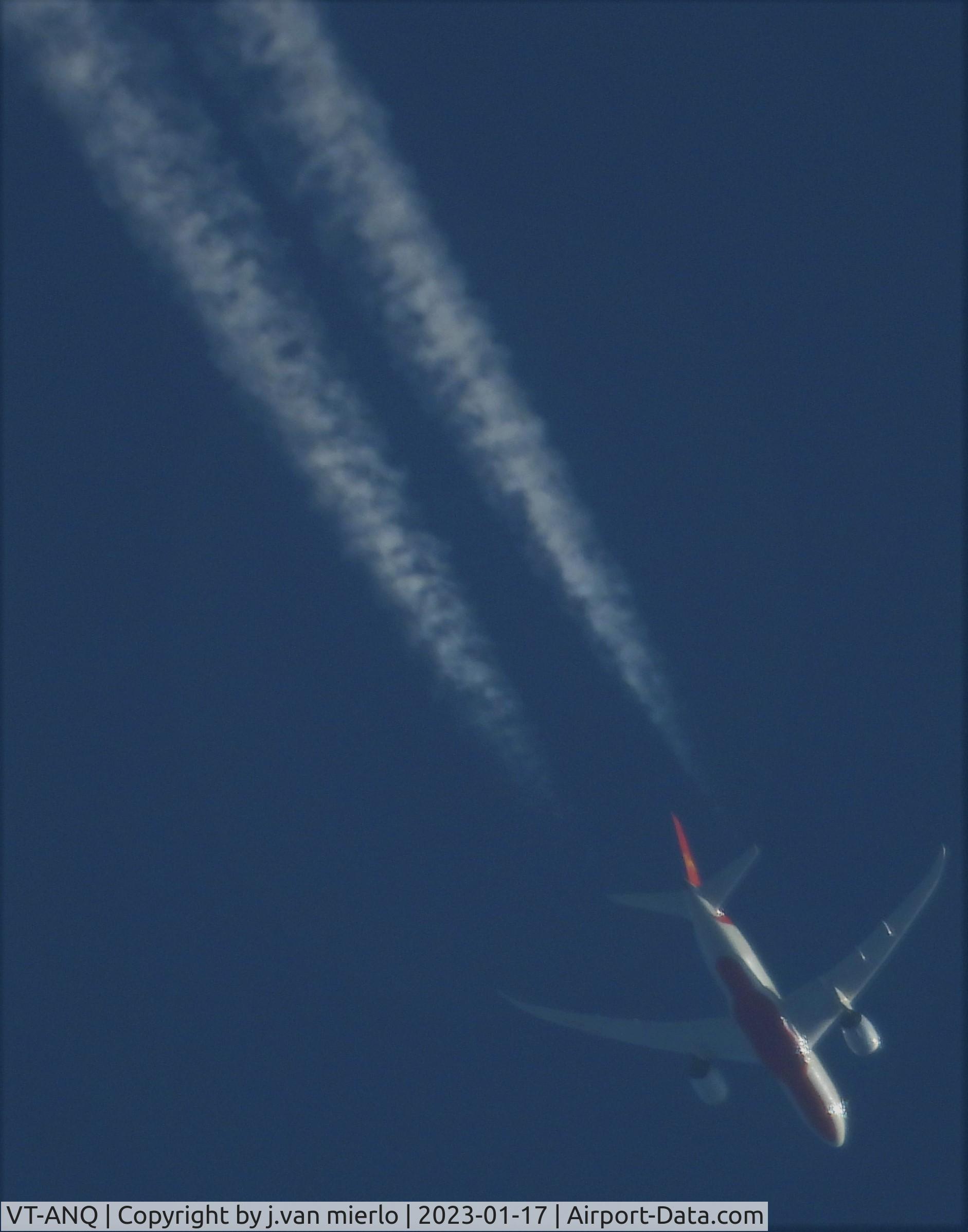 VT-ANQ, 2014 Boeing 787-8 Dreamliner C/N 36288, Cruising over Belgium
