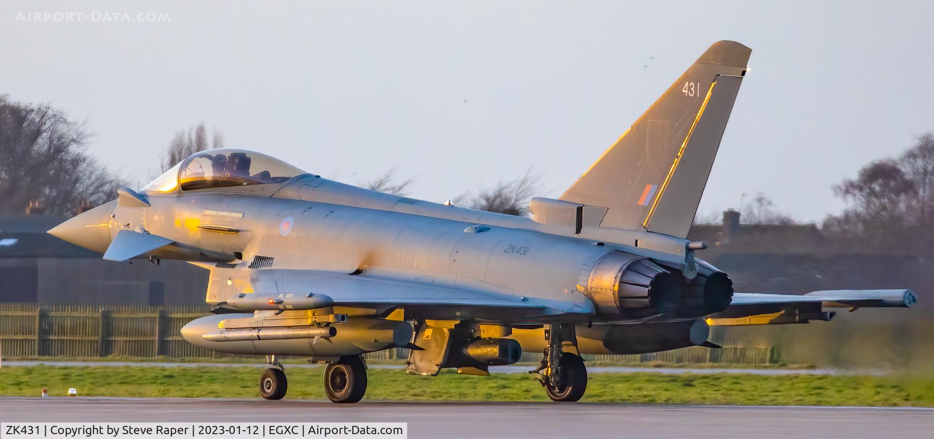 ZK431, 2019 Eurofighter EF 2000 Typhoon FGR4 C/N BS147, Getting ready to depart Rwy25 at Coningsby