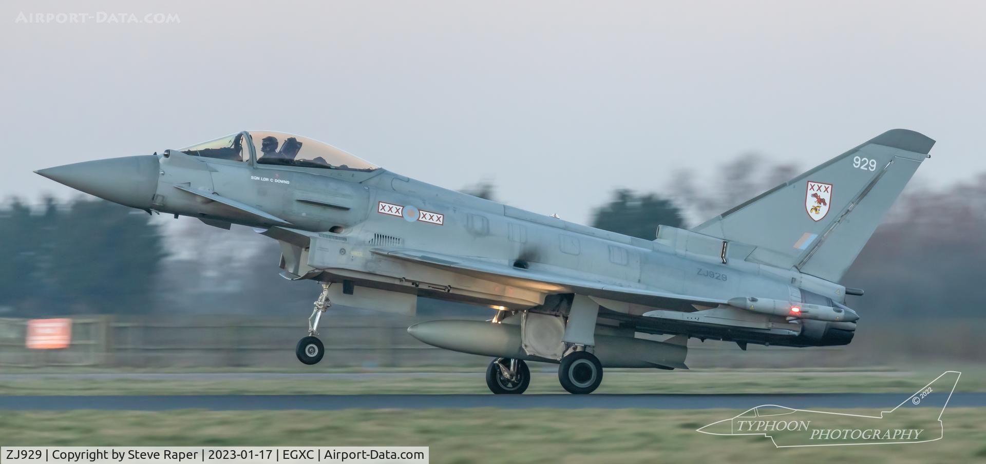 ZJ929, 2006 Eurofighter EF-2000 Typhoon FGR4 C/N 0096/BS020, In 29Sqn colours, landing at Coningsby