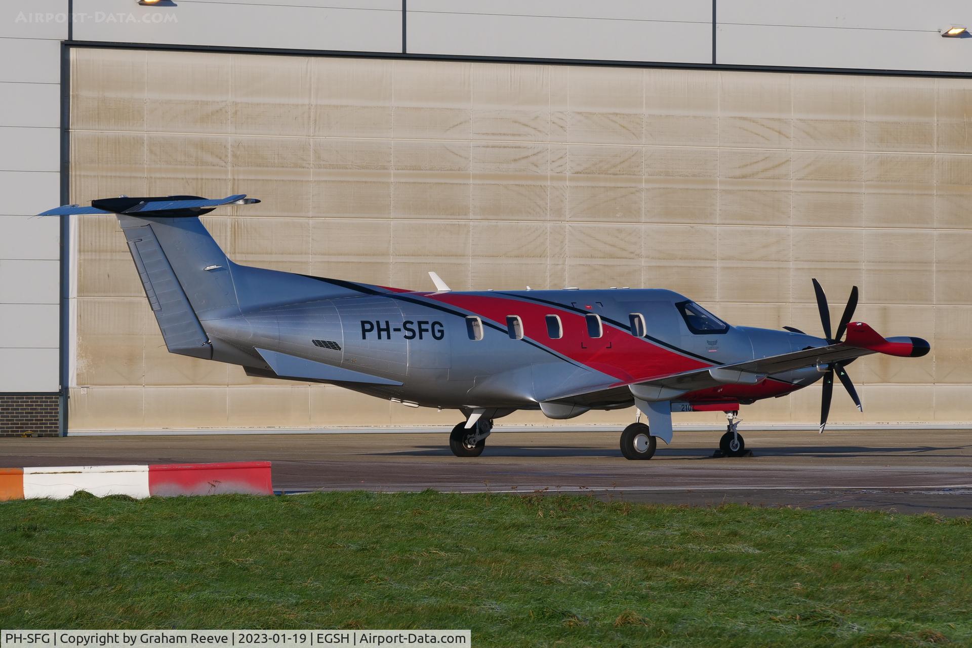 PH-SFG, Pilatus PC-12 NGX C/N 2107, Parked at Norwich.