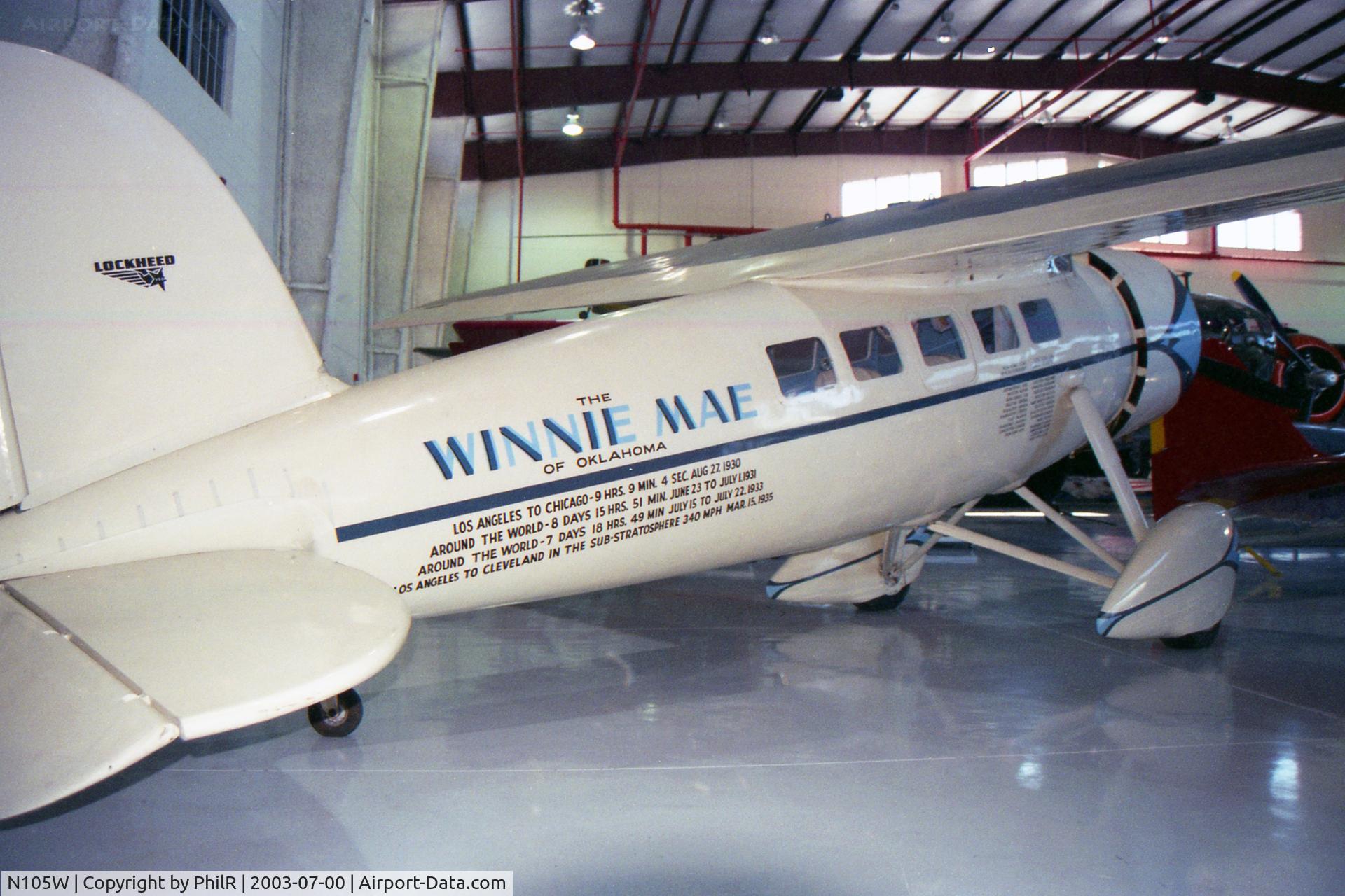 N105W, 1929 Lockheed Vega 5C C/N 72, NR105W 1930 Lockheed 5C Vega  Polk City