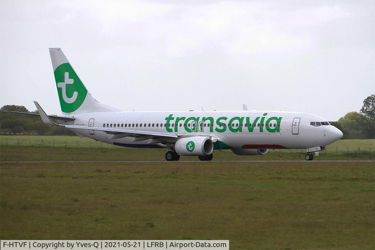 F-HTVF, 2017 Boeing 737-8K2 C/N 62160, Boeing 737-8K2, Taxiing rwy 25L, Brest-Bretagne Airport (LFRB-BES)