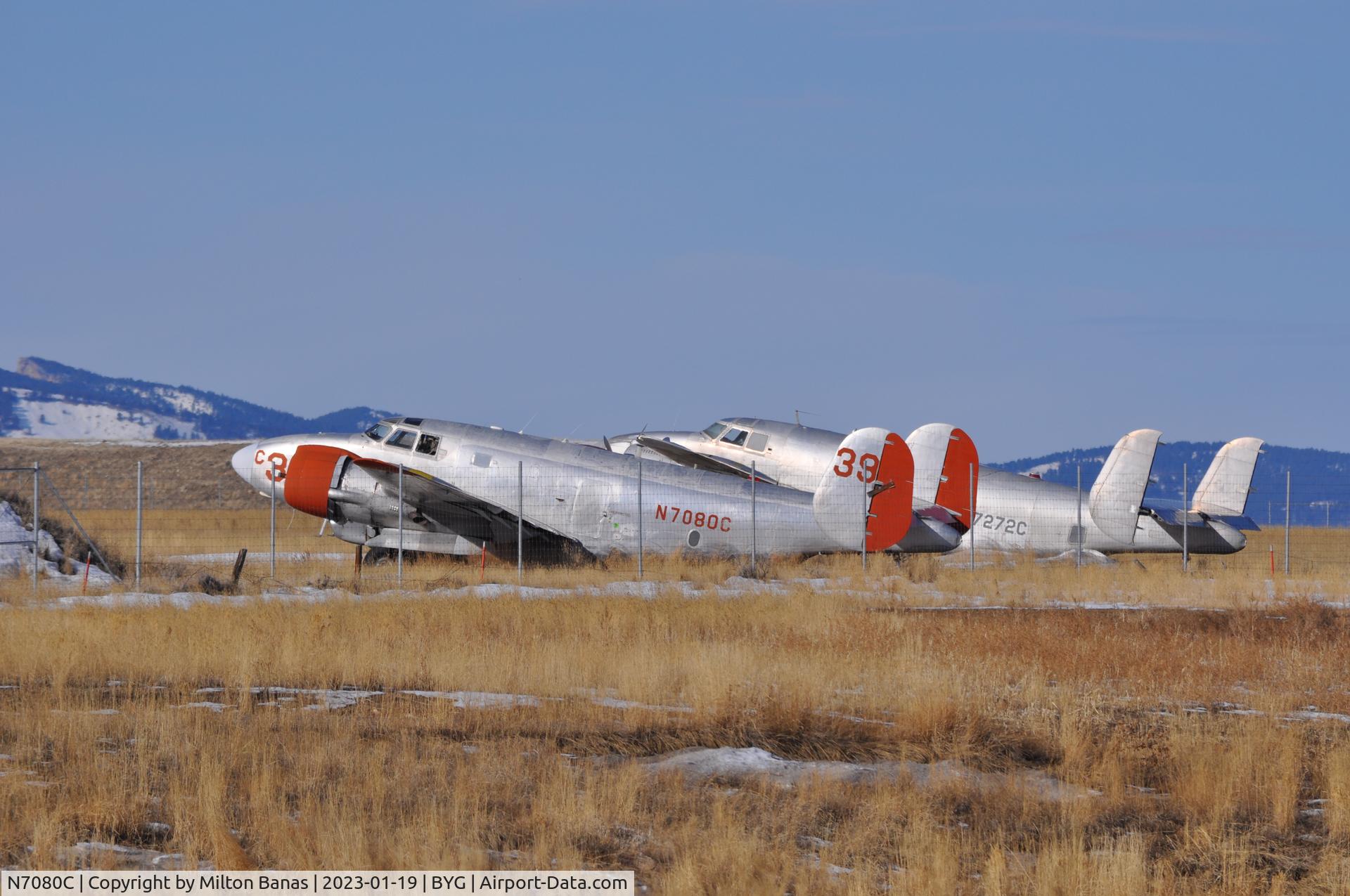 N7080C, 1957 Lockheed PV-2(AT) Harpoon C/N 15-1465, At the Johnson County Wyoming airport. The photo taken on 01/19/2023