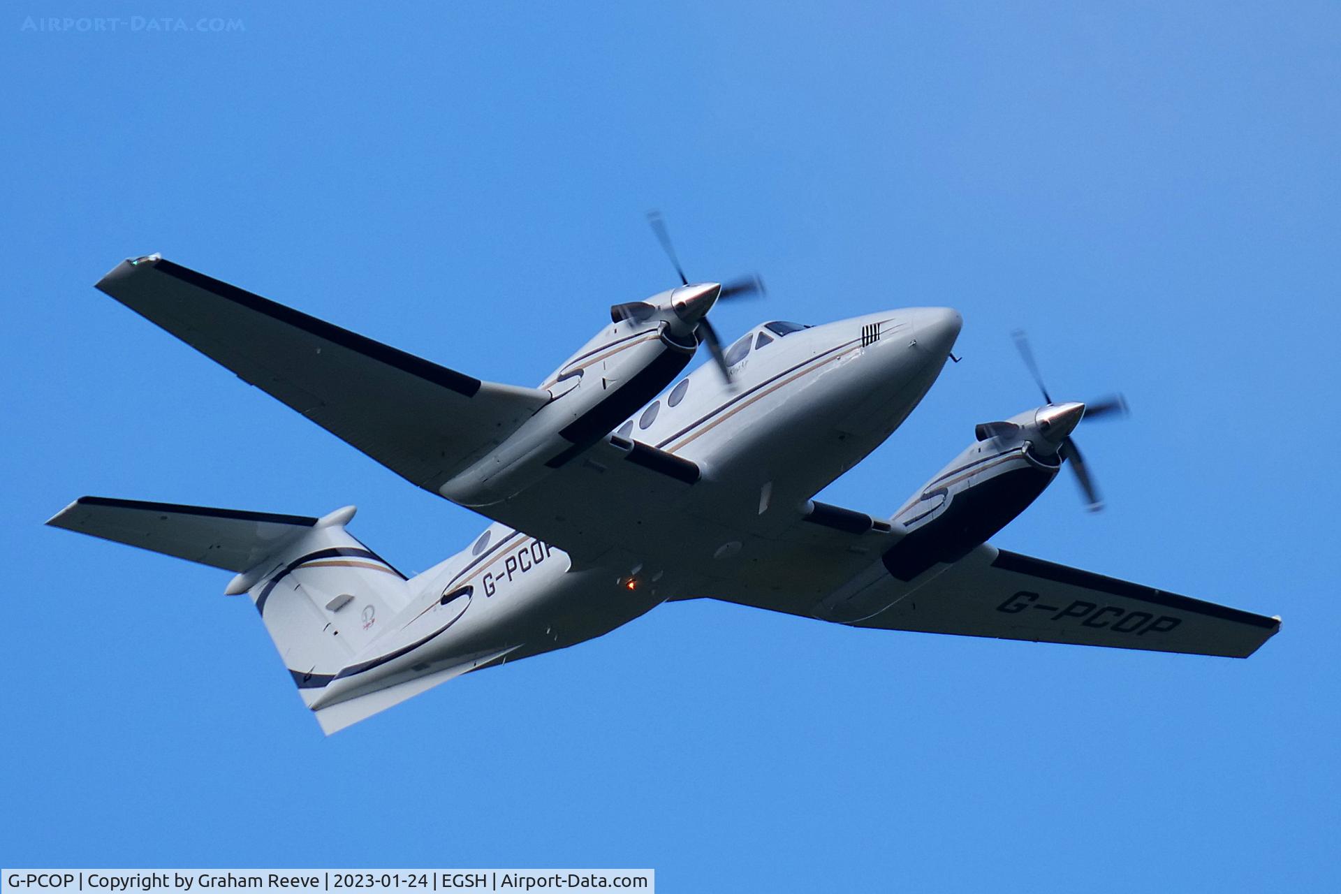 G-PCOP, 2004 Raytheon B200 King Air C/N BB-1860, Departing from Norwich.