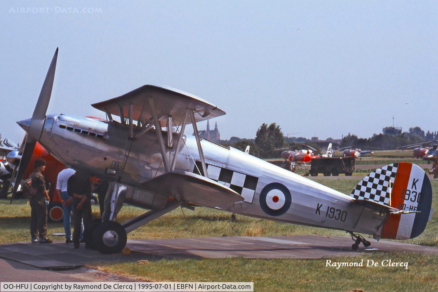 OO-HFU, 1982 Hawker Fury Mk1 (replica) C/N WA6, During Koksijde Air Show in 1995. Flying Legends collection.