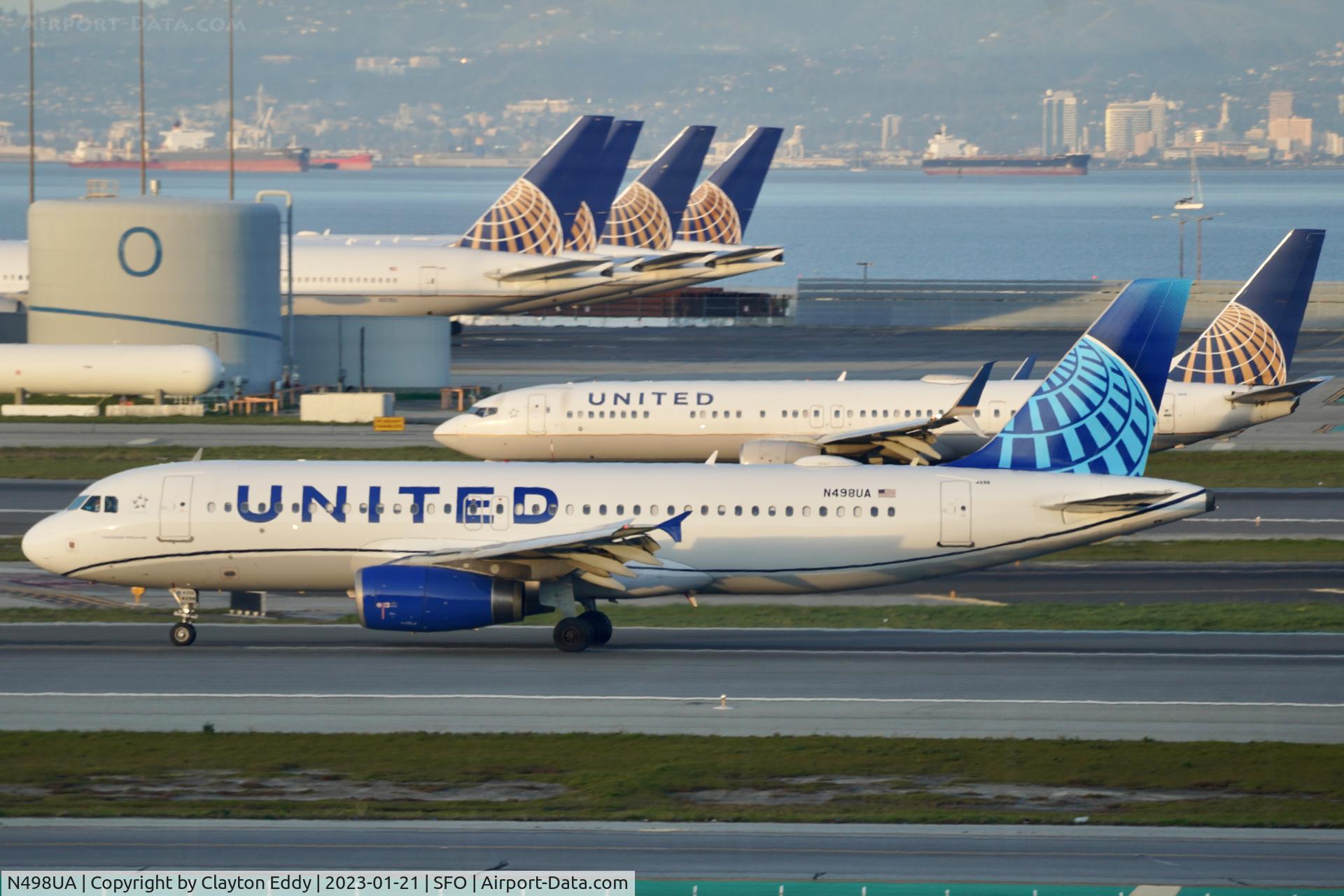 N498UA, 2002 Airbus A320-232 C/N 1865, SFO 2023.