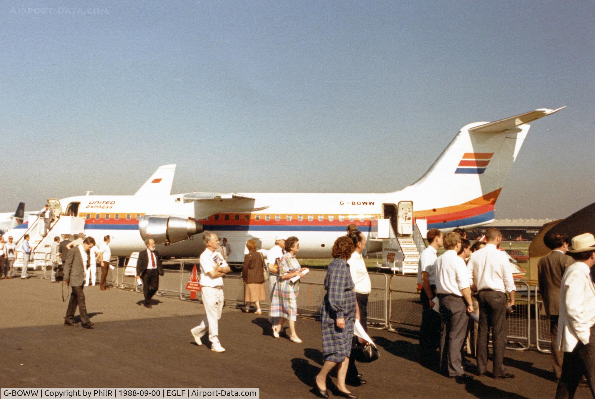 G-BOWW, 1988 British Aerospace BAe.146-300 C/N E3120, G-BOWW 1988 BAe146-300 United Express FAB