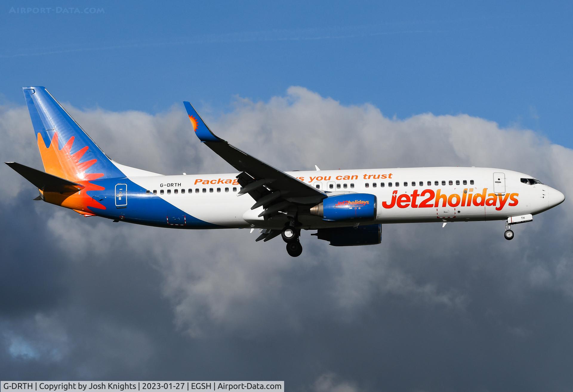 G-DRTH, 2006 Boeing 737-8BK C/N 33828, Arriving Back To Norwich After Completing a Post Maintenance Test Flight.