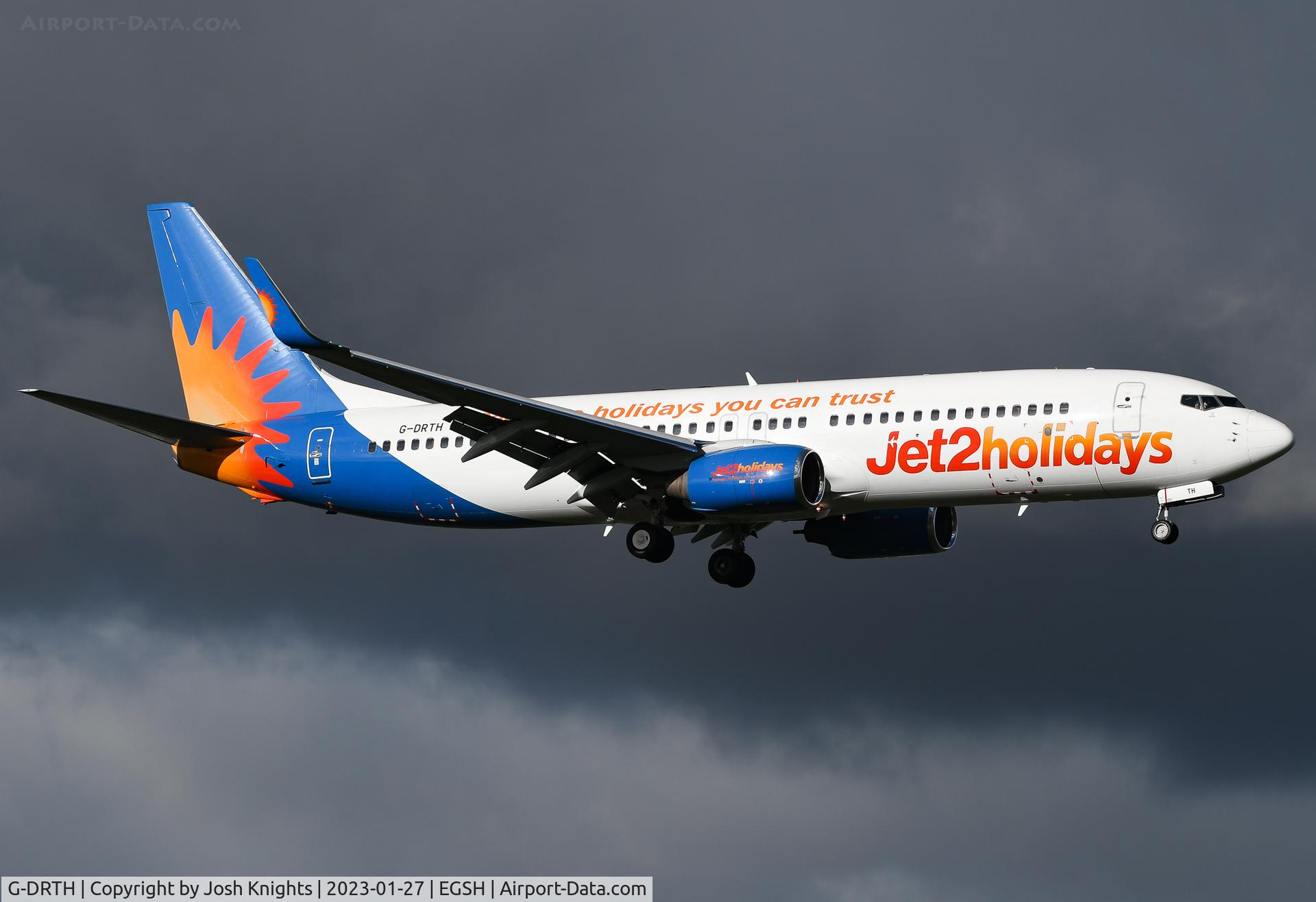 G-DRTH, 2006 Boeing 737-8BK C/N 33828, Arriving Back To Norwich After Completing a Post Maintenance Test Flight.