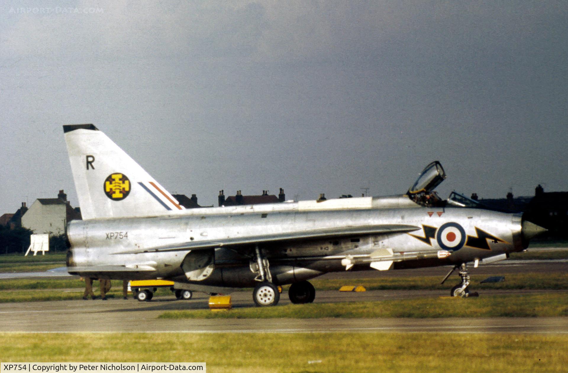XP754, 1964 English Electric Lightning F.3 C/N Not found XP754, Lightning F.3 of 111 Squadron on display at the 1974 RAF Finningley Airshow