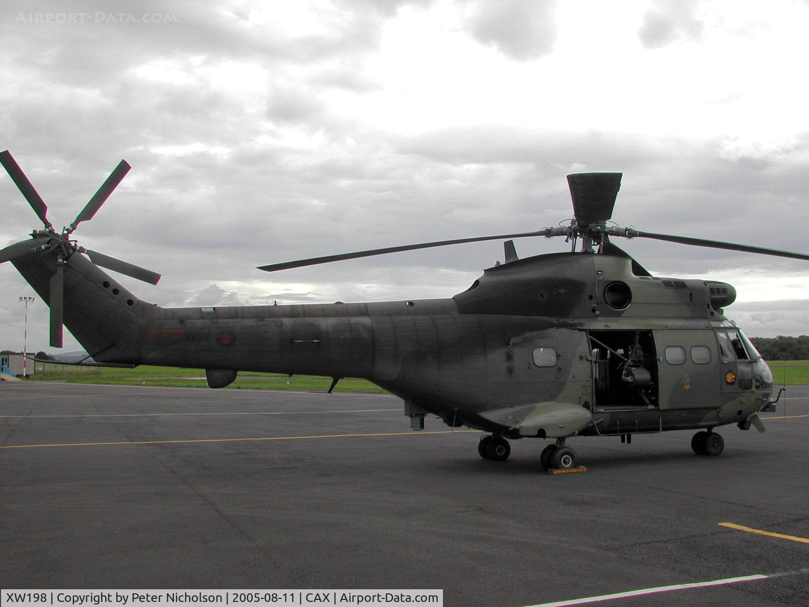 XW198, 1971 Westland Puma HC.1 C/N 1039/F9745, Puma HC.1, callsign Warlock 1, seen on a visit to Carlisle in August 2005.
