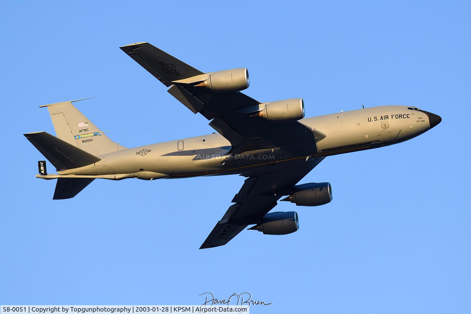 58-0051, 1958 Boeing KC-135R Stratotanker C/N 17796, REACH307 off the deck heading back to Tinker AFB.