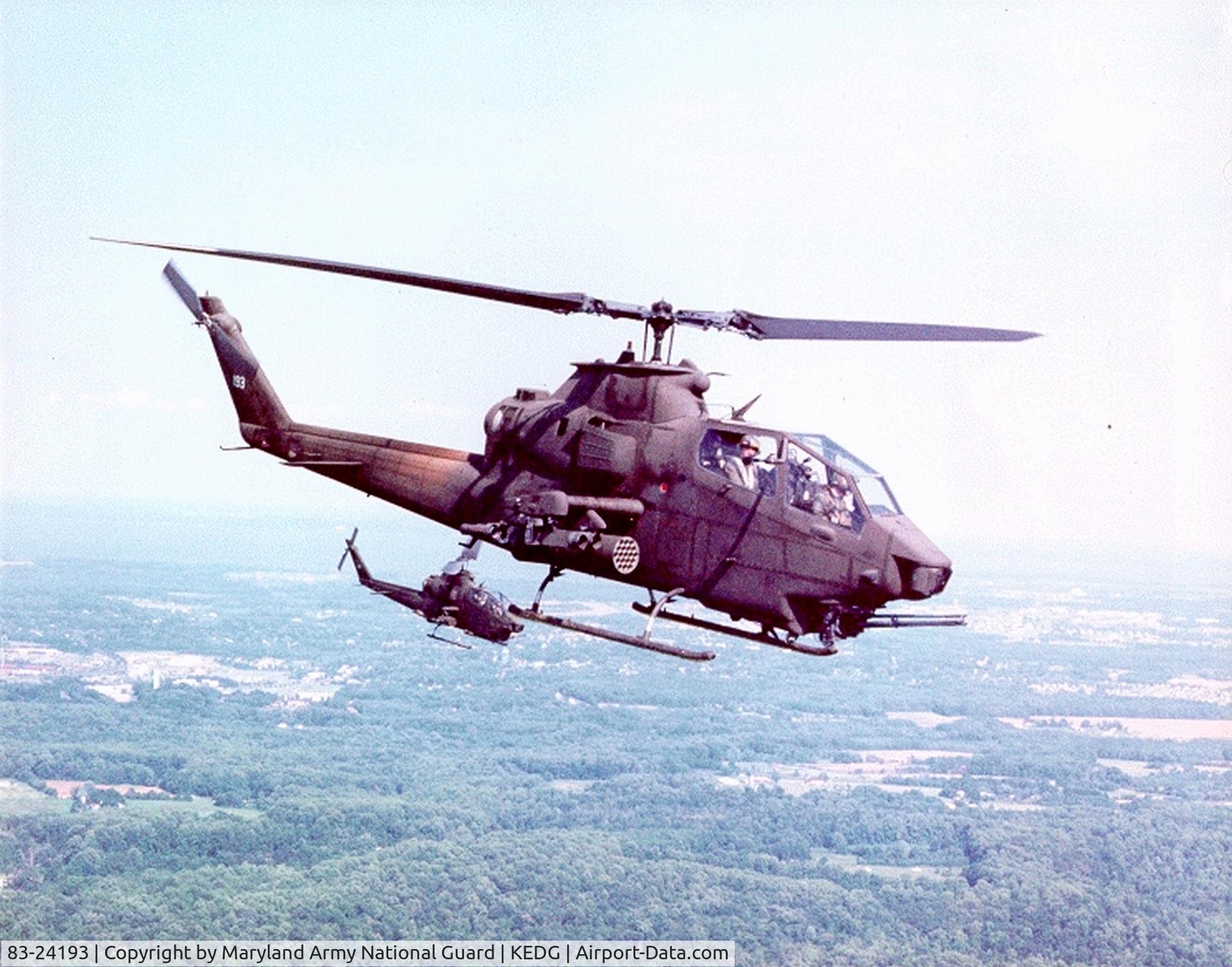 83-24193, 1983 Bell AH-1S Cobra C/N 22341, 193 during annual training with B Co. 1/224 AHB, 29 CAB, Maryland Army National Guard