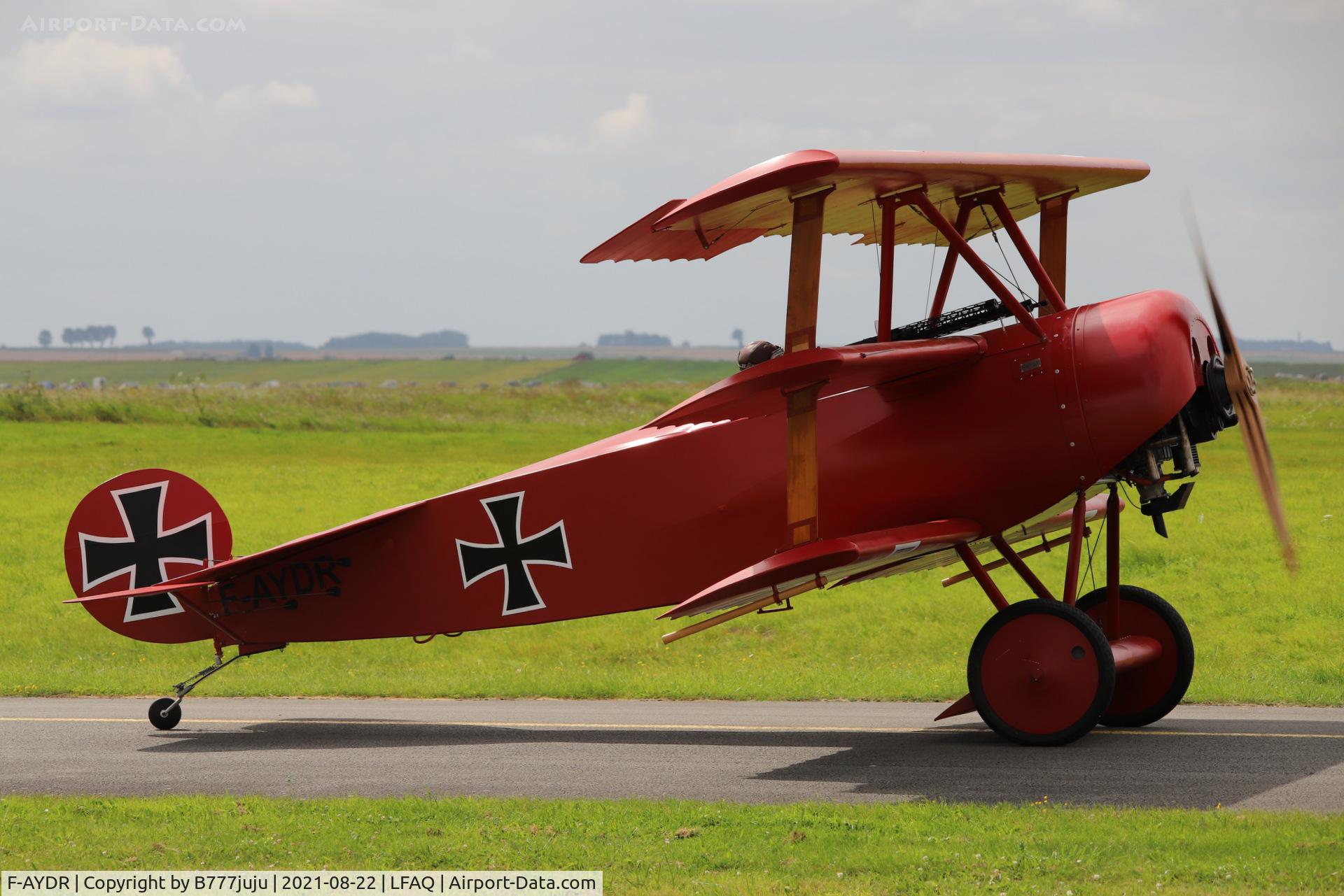 F-AYDR, 2011 Fokker Dr.1 Triplane Replica C/N 11178, during Albert Airshow