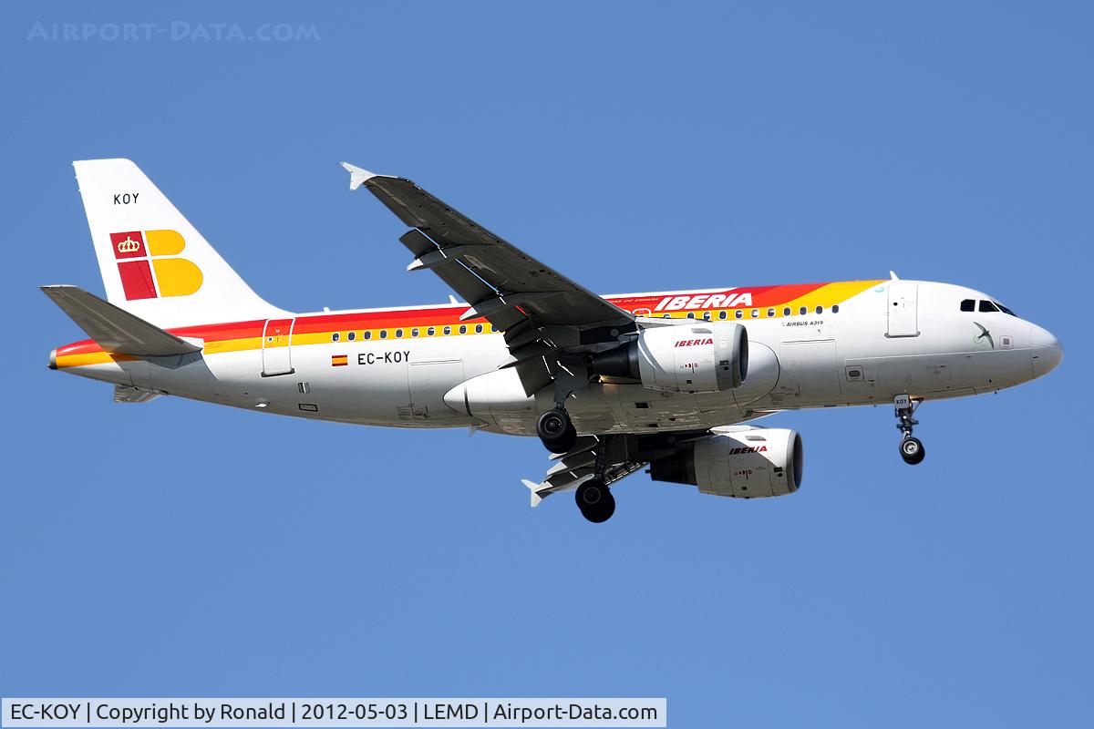 EC-KOY, 2008 Airbus A319-111 C/N 3443, at mad