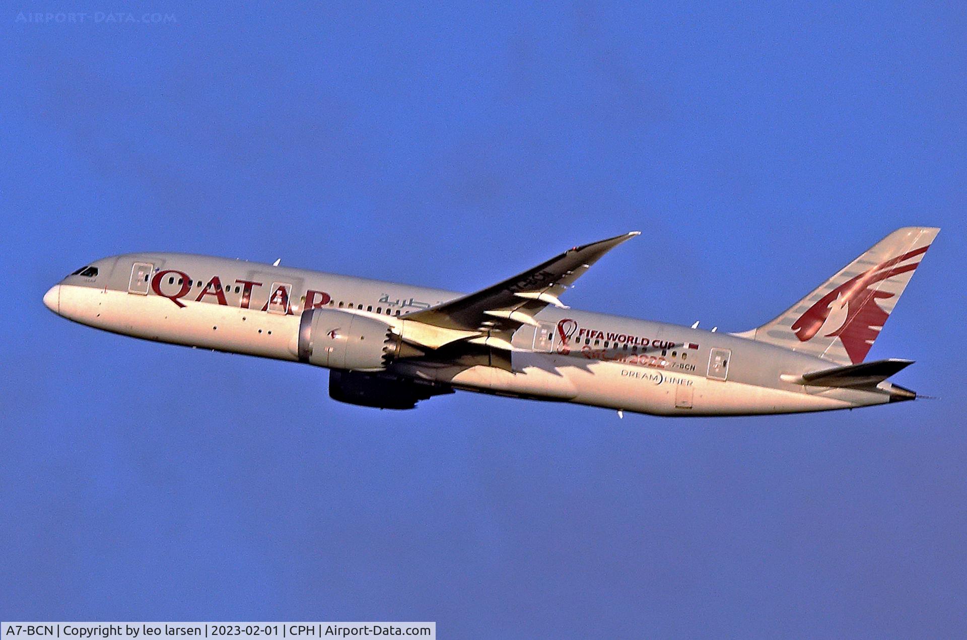 A7-BCN, 2014 Boeing 787-8 Dreamliner C/N 38332, Copenhagen 1.2.2023