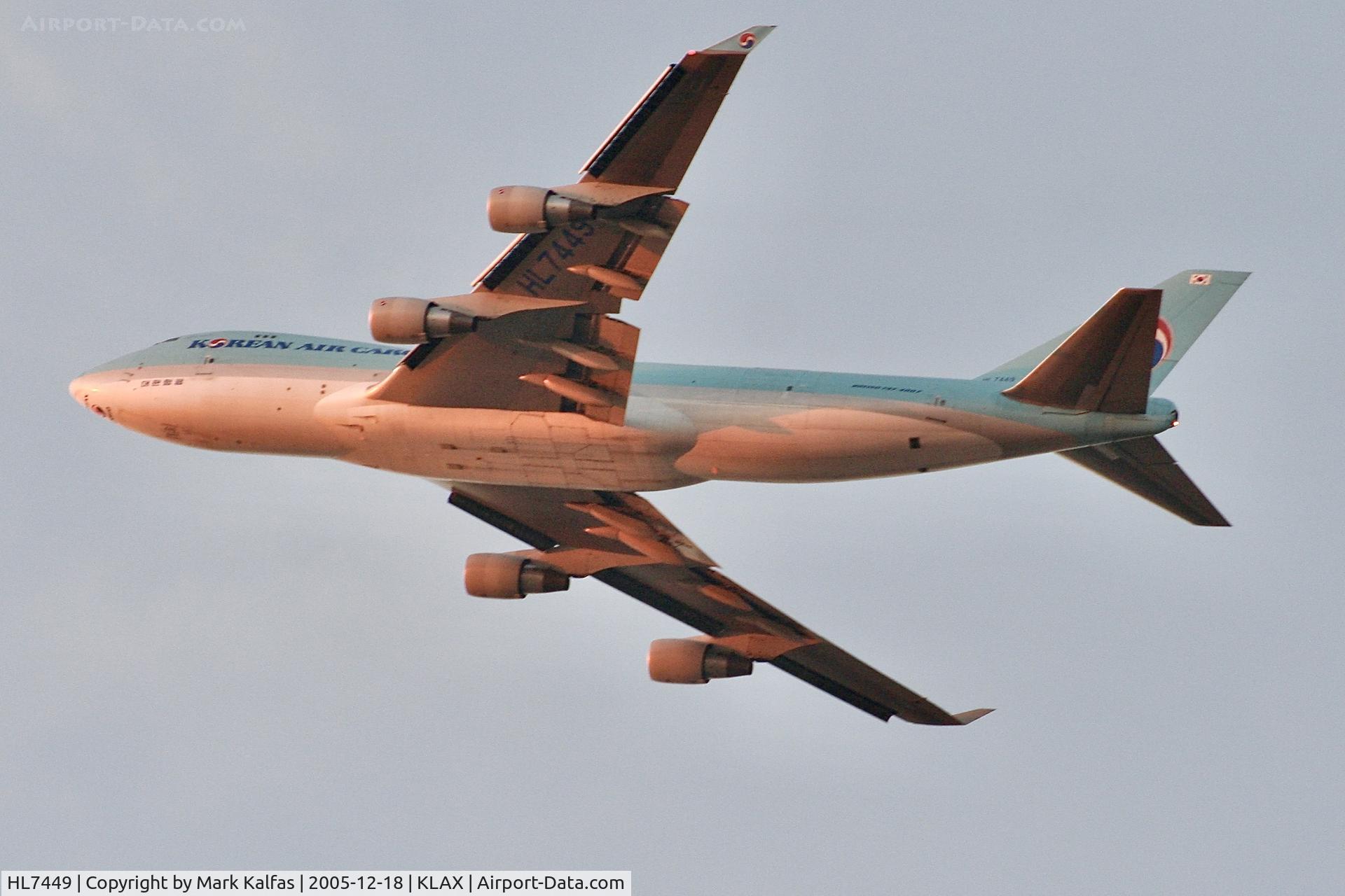 HL7449, 2000 Boeing 747-4B5F/SCD C/N 26411, Korean Air Boeing 747-4B5F, HL7449 departing 25L LAX