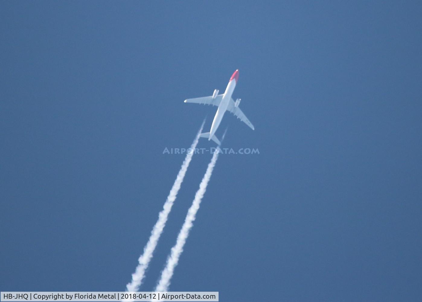 HB-JHQ, 2010 Airbus A330-343X C/N 1193, Swiss A333 zx in flight over Lakeland Florida from Zurich to Havana