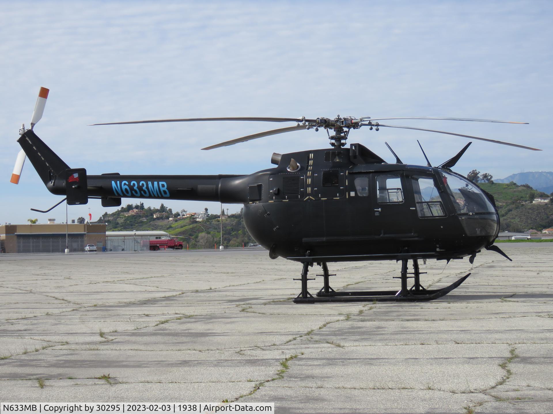 N633MB, 1986 MBB Bo-105CBS-5 C/N S-750, Parked in east lot